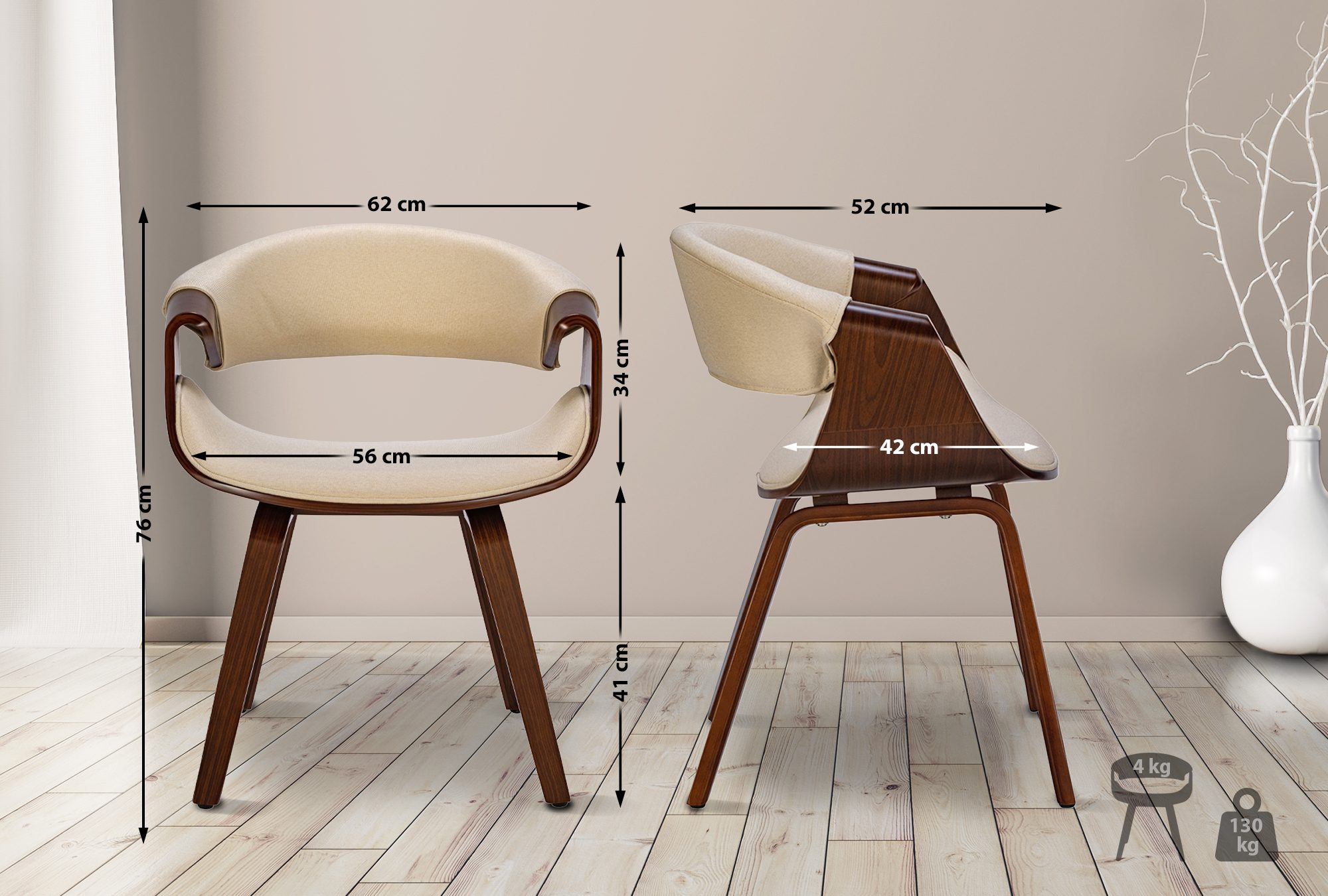 Lot de 2 chaises de salle à manger Foley