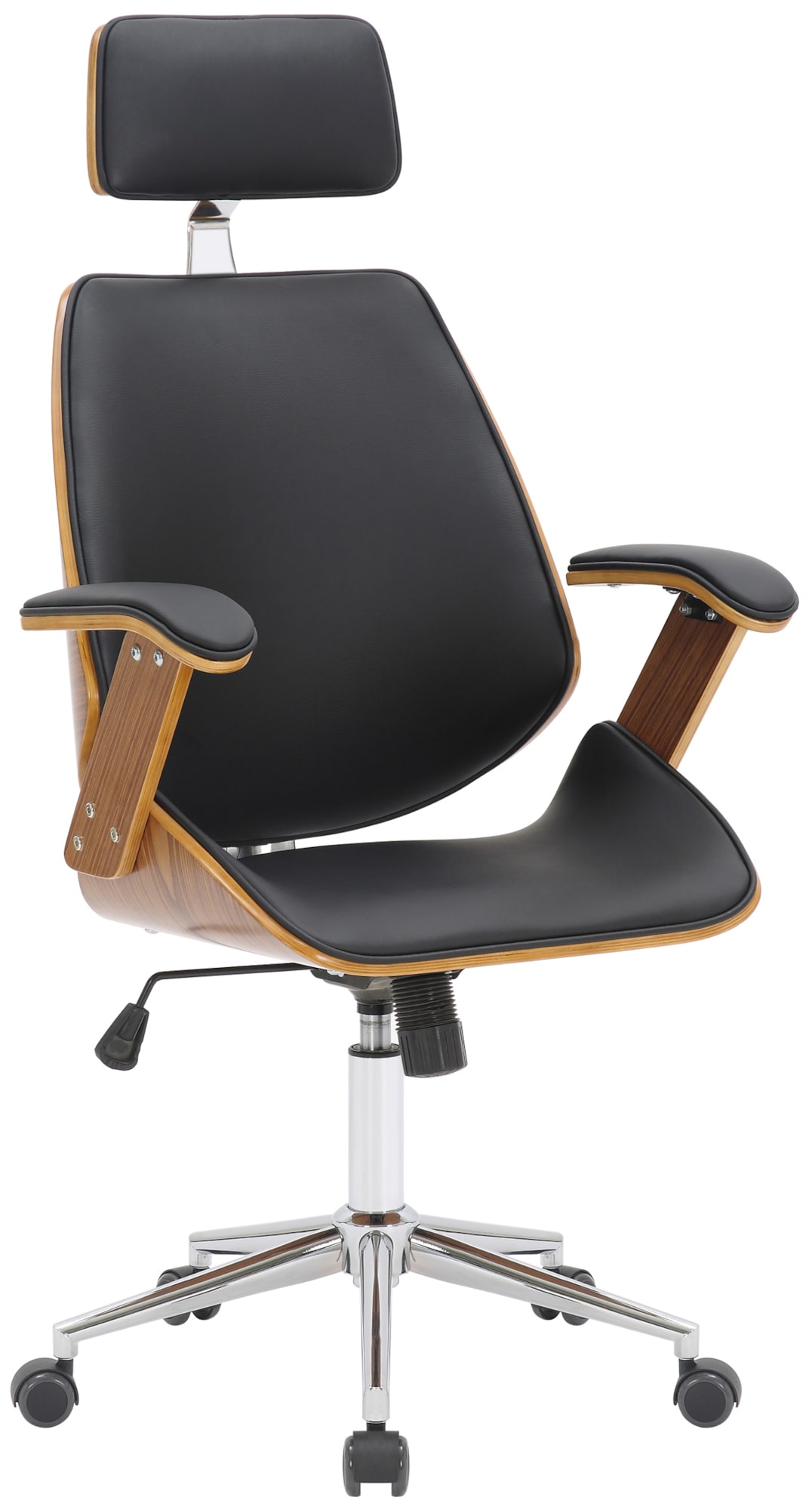 Fauteuil de bureau Chicago en similicuir avec coque d'assise en bois