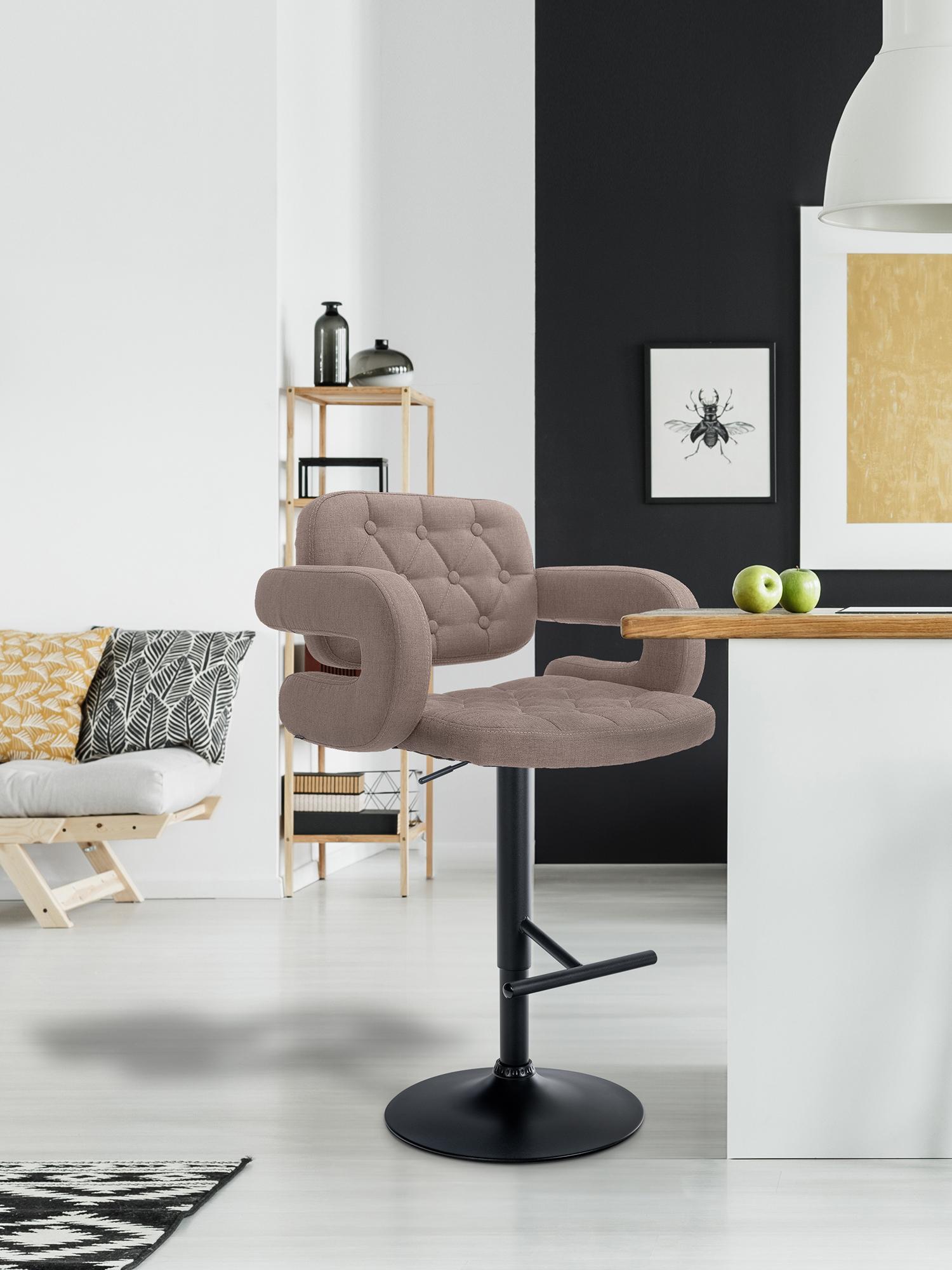Tabouret de bar Dublin Tissu avec pied en métal