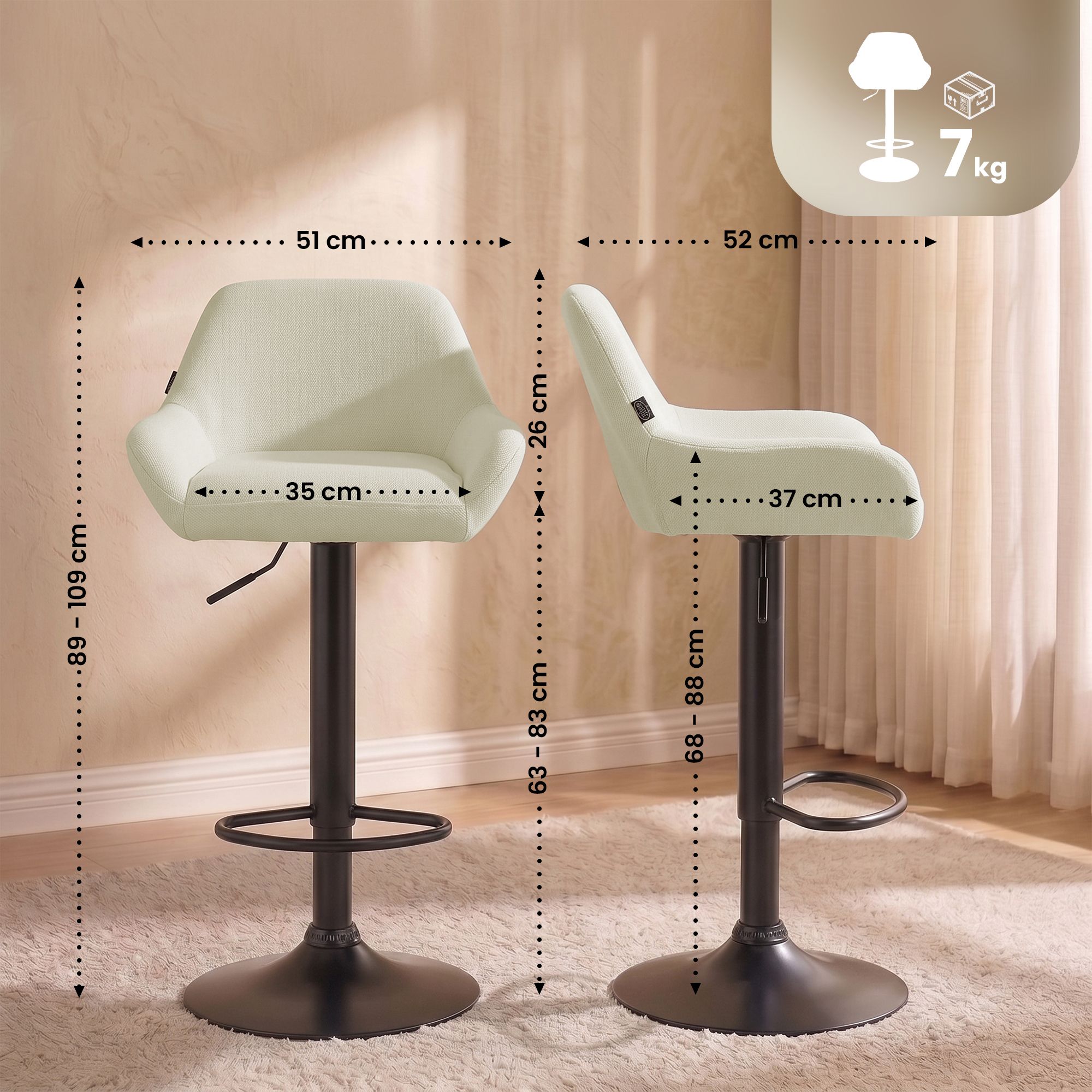 Tabouret de bar Braga tissu