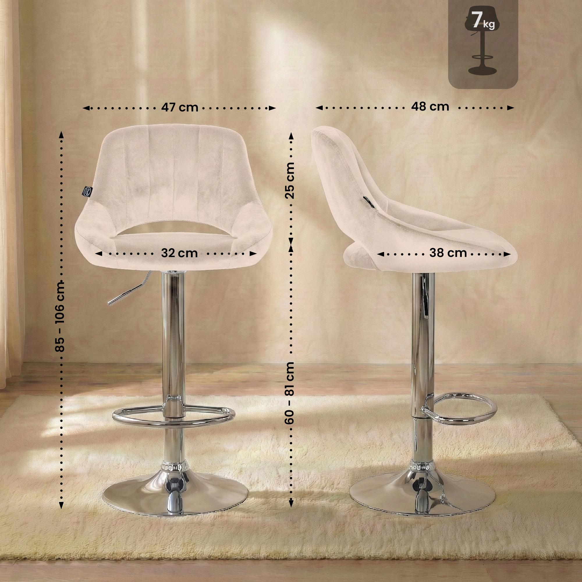 Lot de 2 tabourets de bar Milet en velours