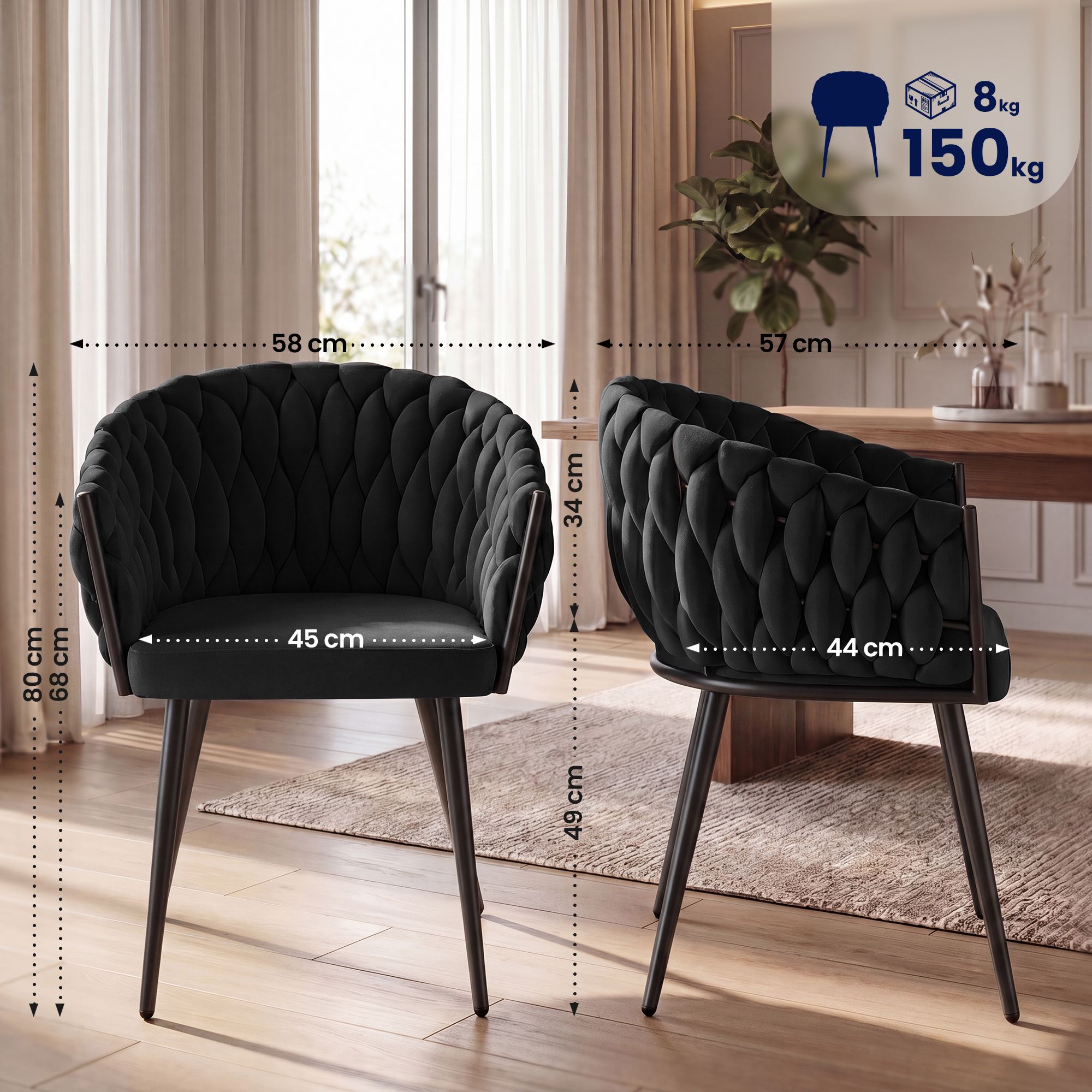 Chaise de salle a manger Molise velours