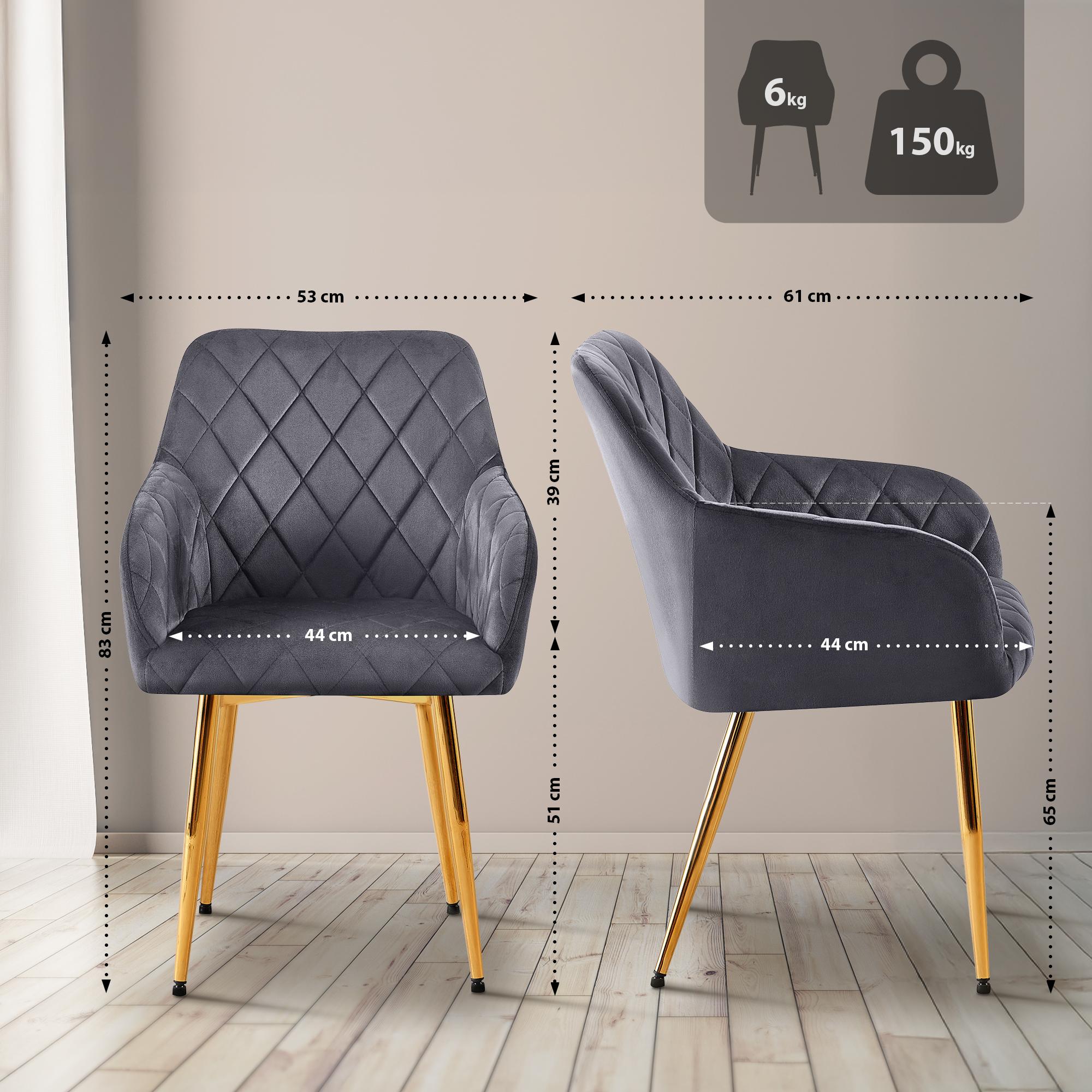Lot de 2 chaises de salle à manger Monett velours