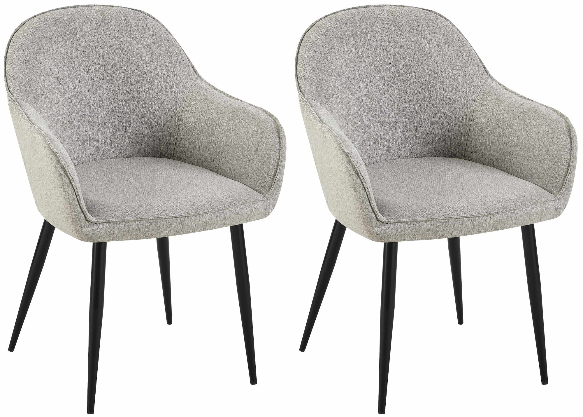Lot de 2 Chaises de salle à manger Boise en Tissu avec Piètement en Métal noir