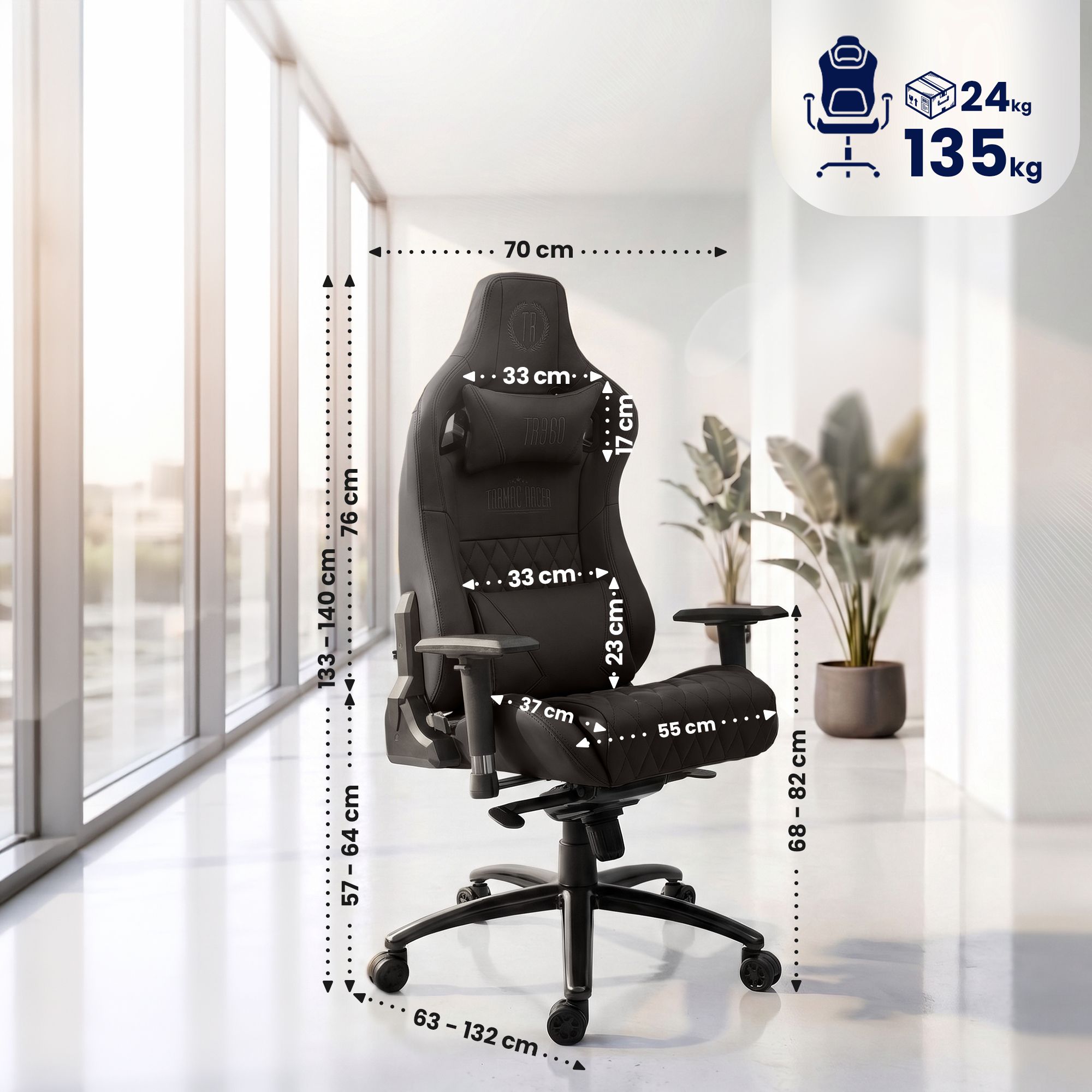 Fauteuil de bureau Gamer Keren en véritable cuir