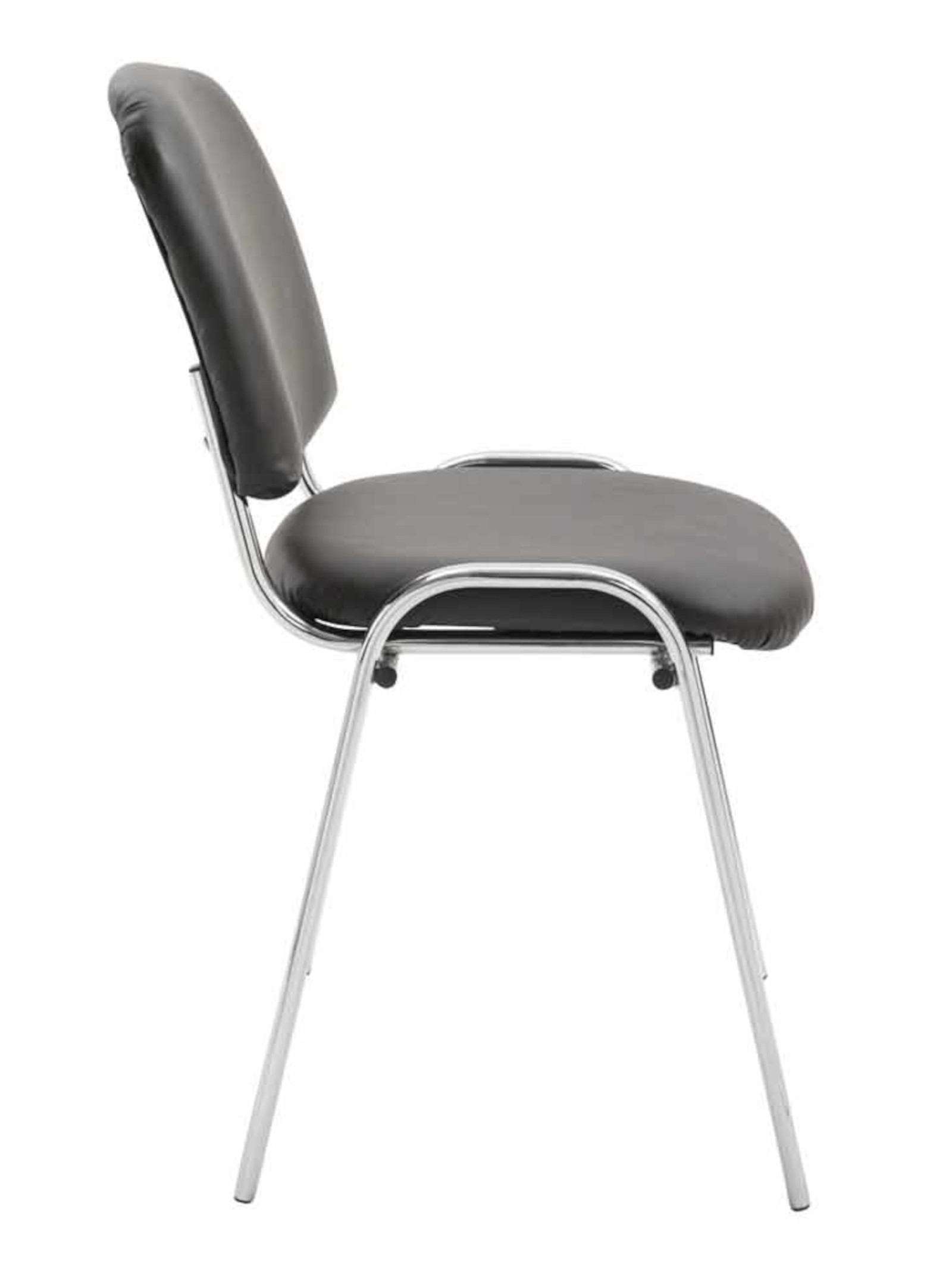 Lot de 4 Chaises de visiteur Ken en similicuir et pieds en métal chromé