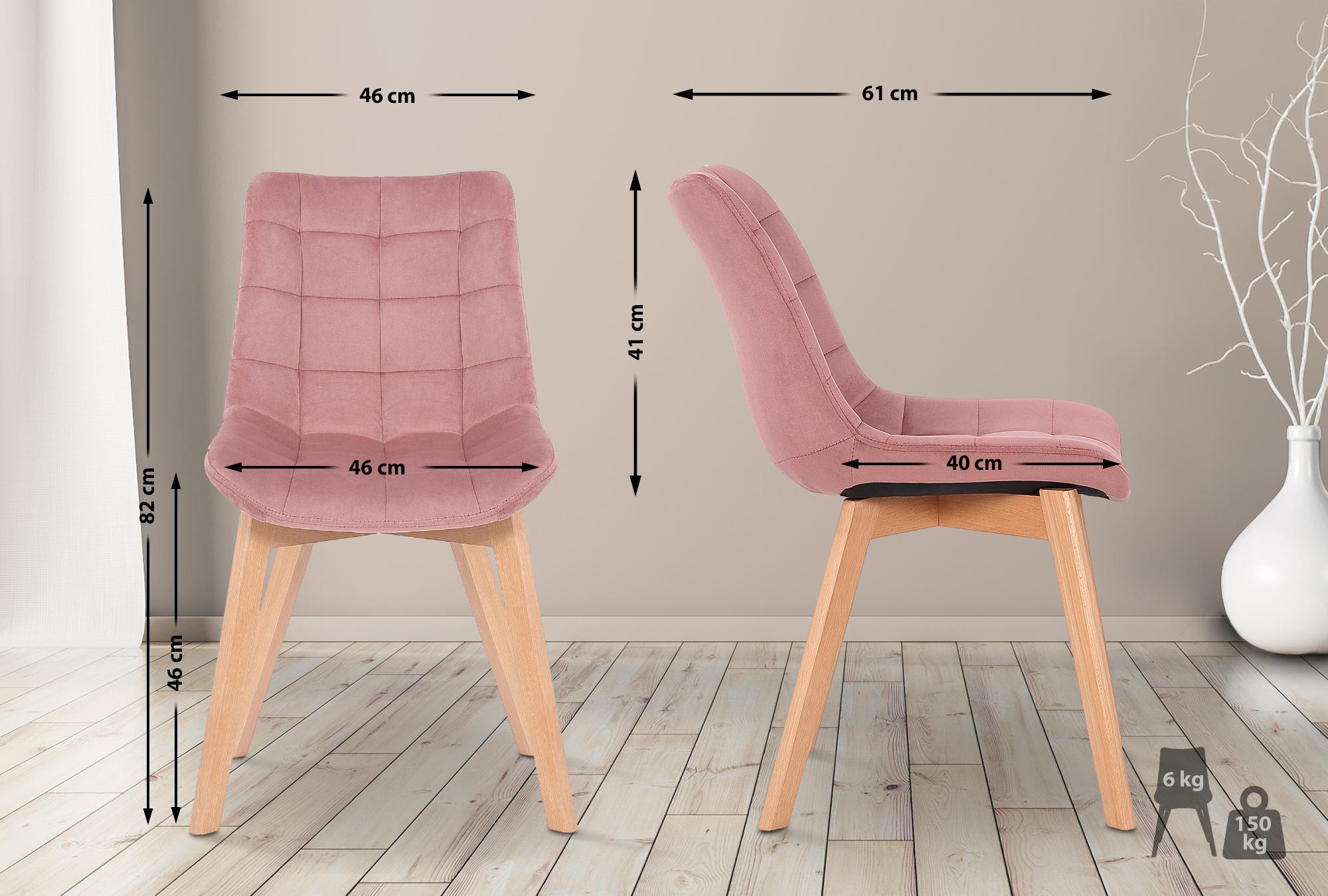 Chaise de salle à manger Passaic en velours avec pieds en Bois de hêtre