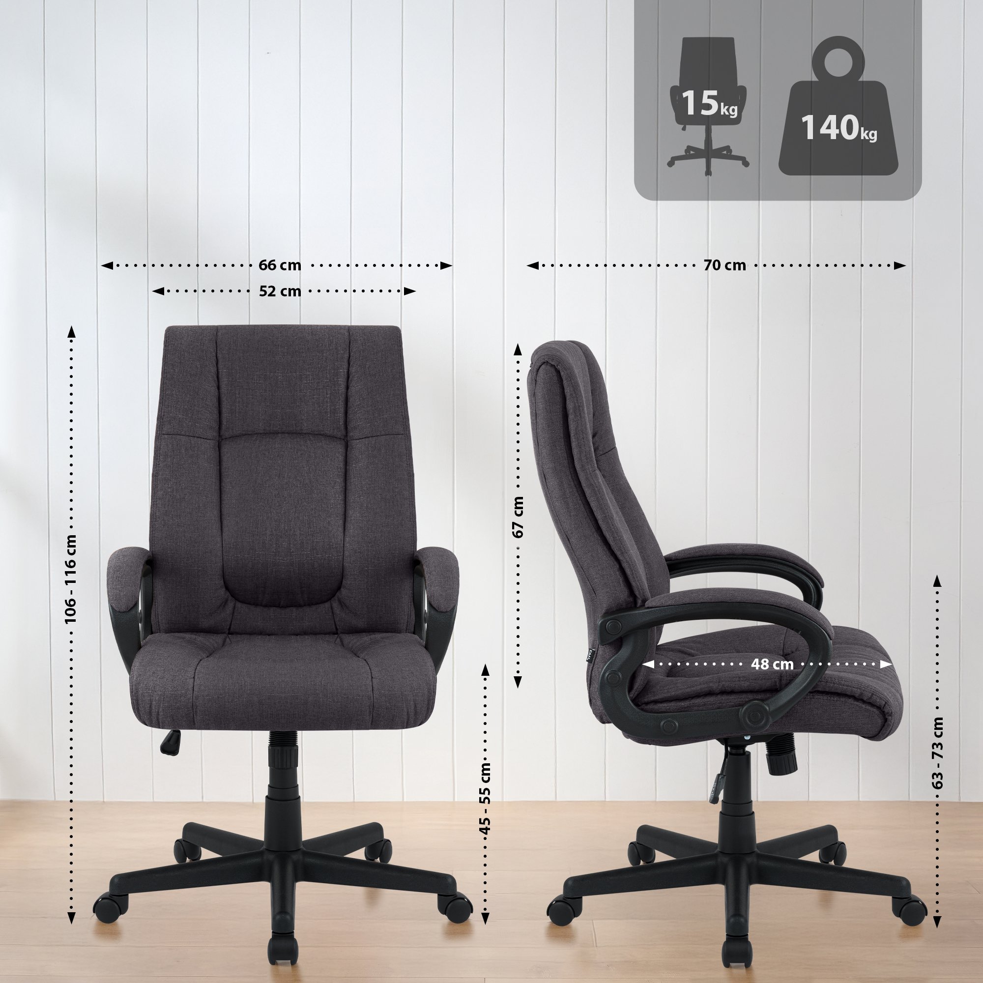 Chaise de Bureau XL Sparta Tissu