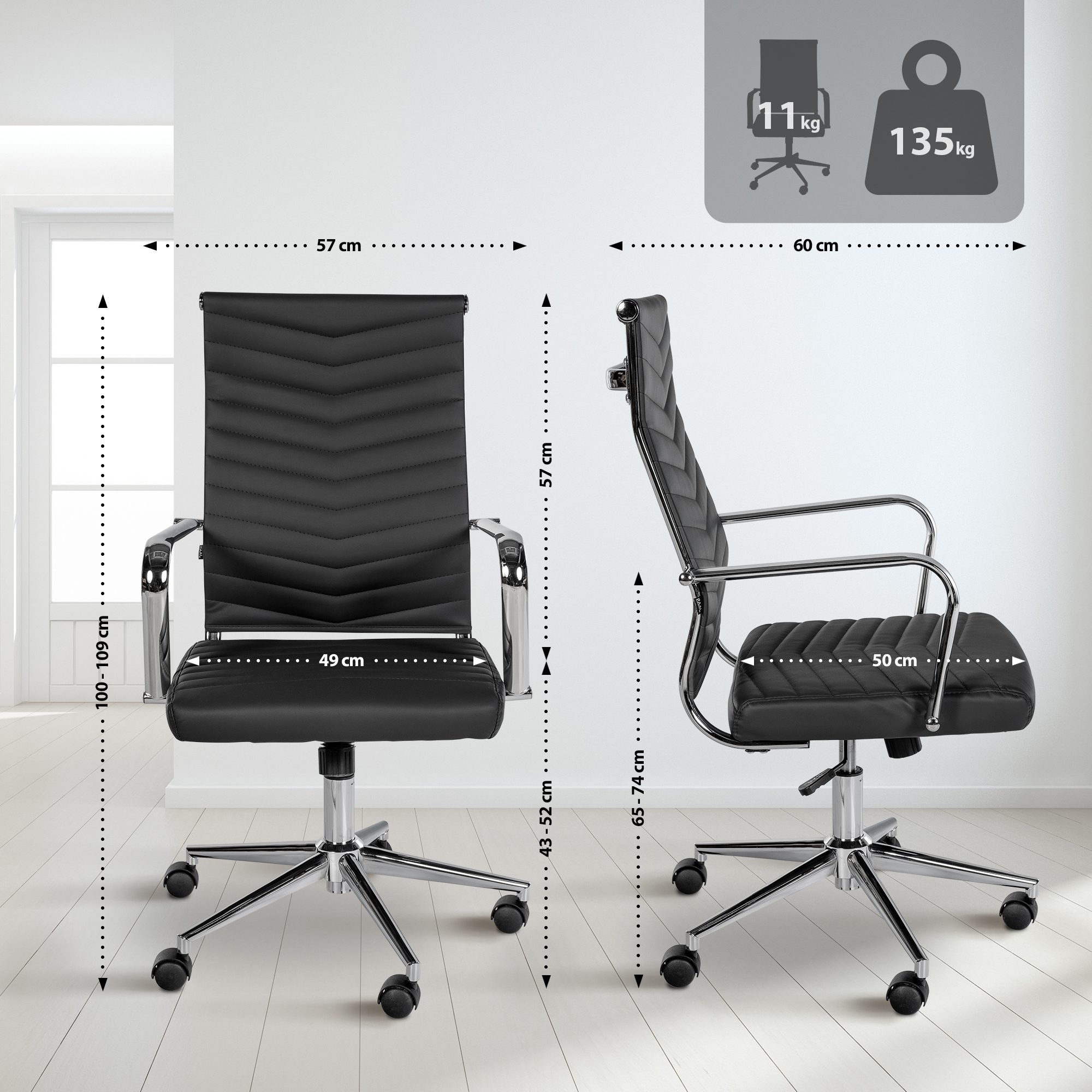 Chaise de bureau Canby similicuir