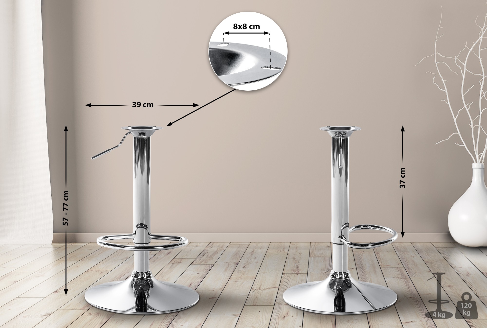 Support de remplacement pour tabouret de bar 8x8 cm