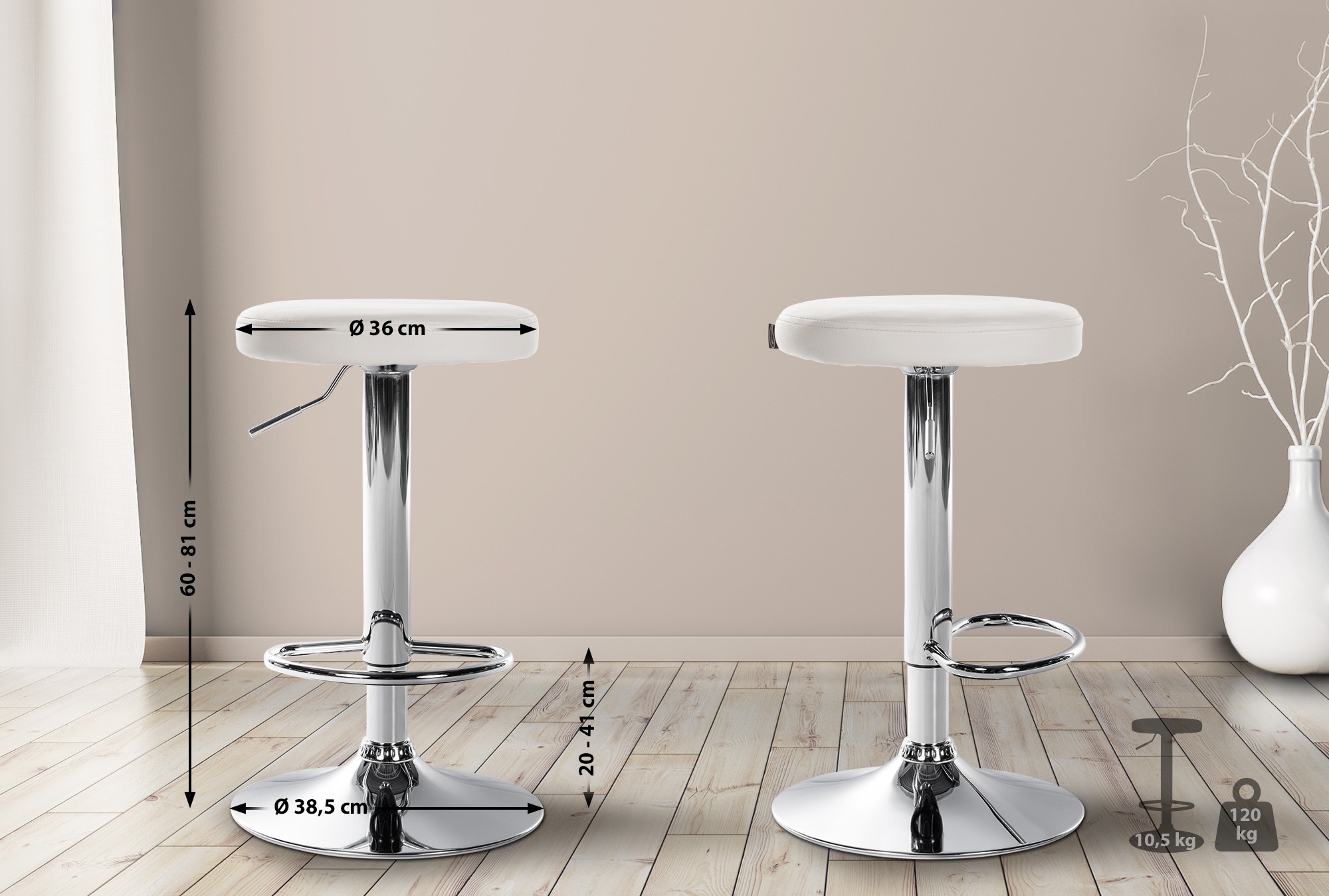 Lot de 2 tabourets de bar Ponte en similicuir