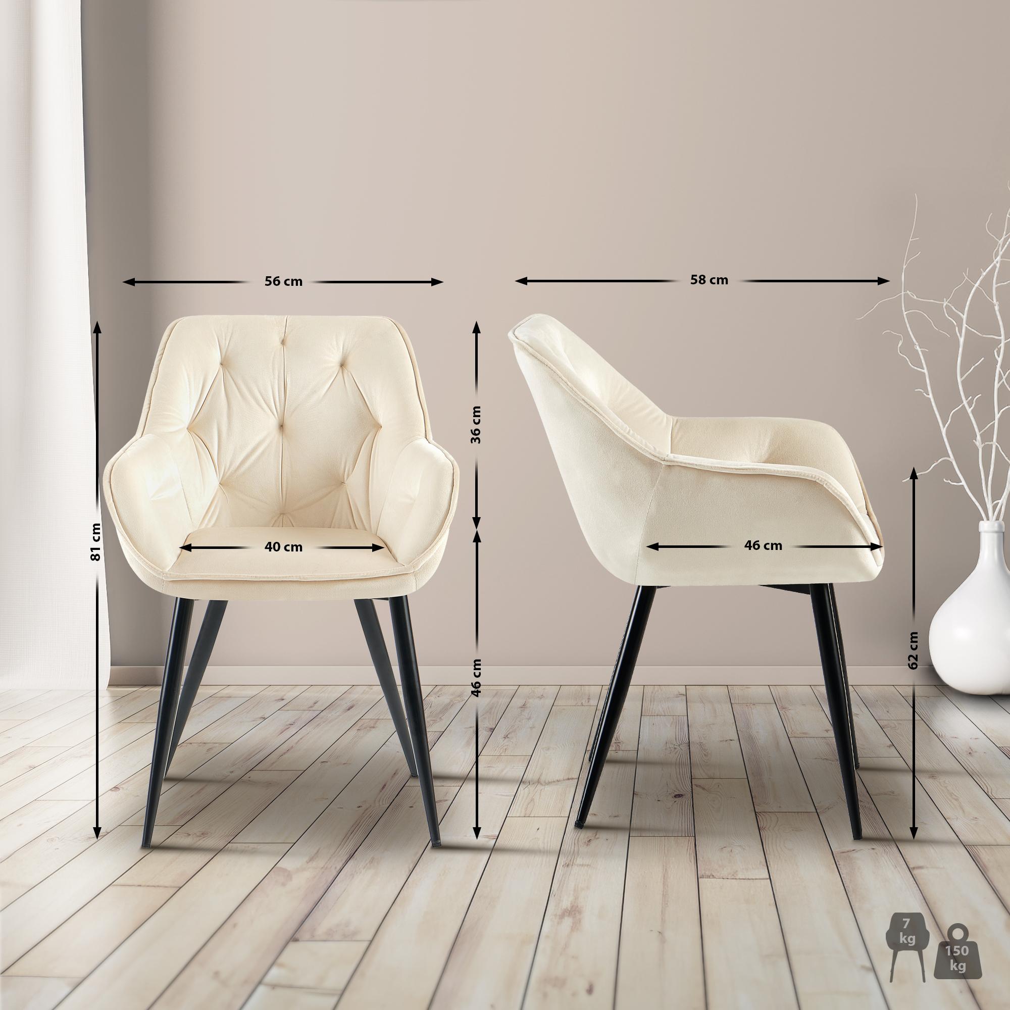 Chaise de salle à manger Cassis revêtement en velours