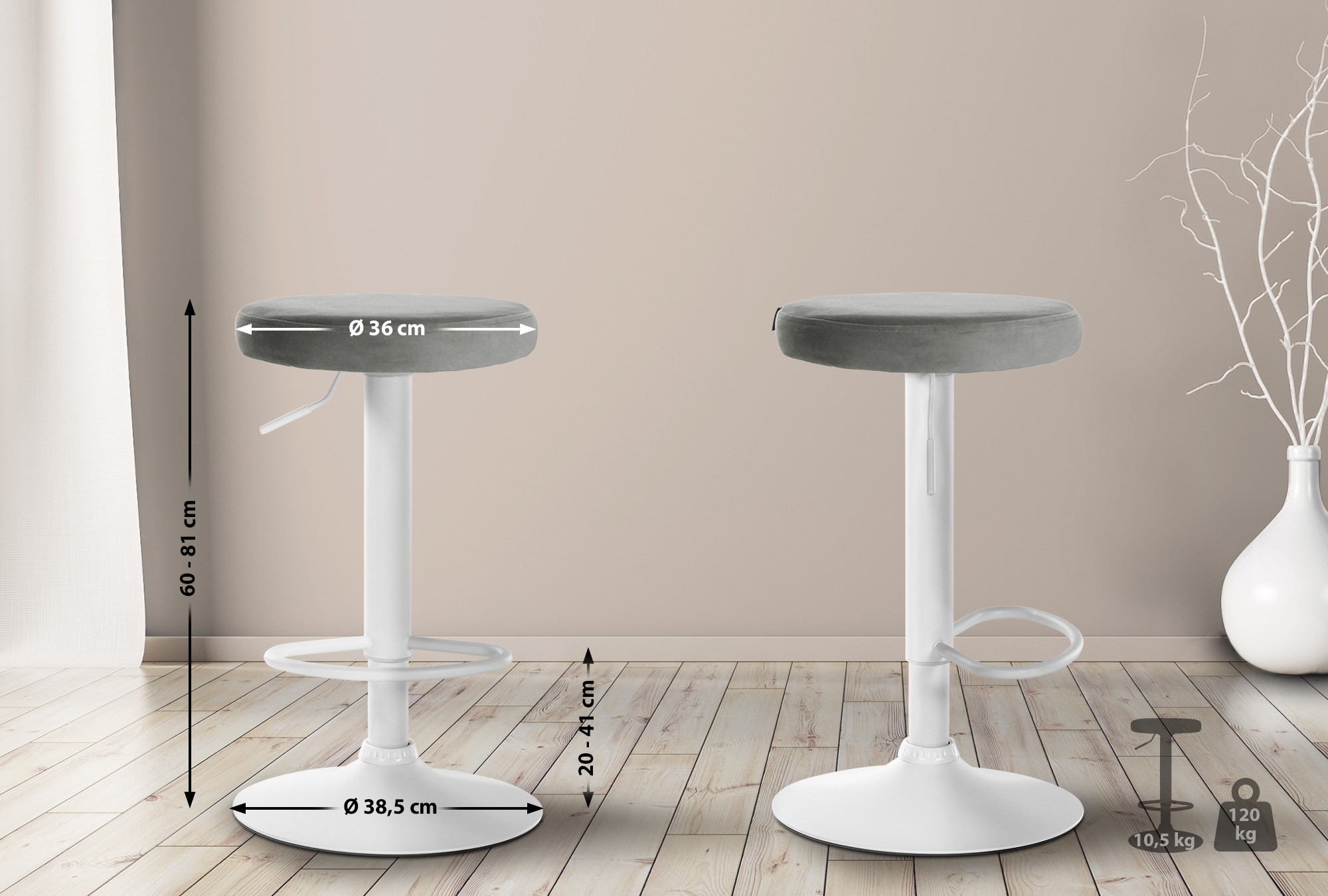 Tabouret de bar Ponte revêtement velours