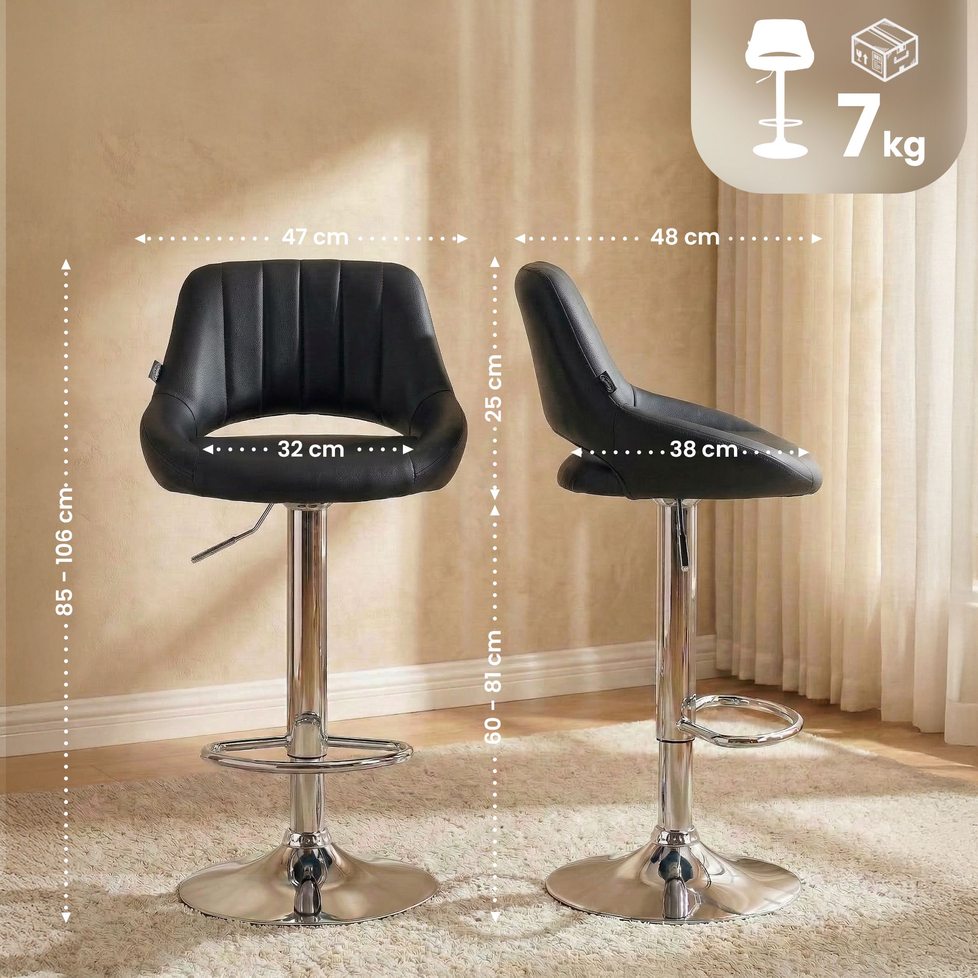 Tabouret de bar Milet en similicuir