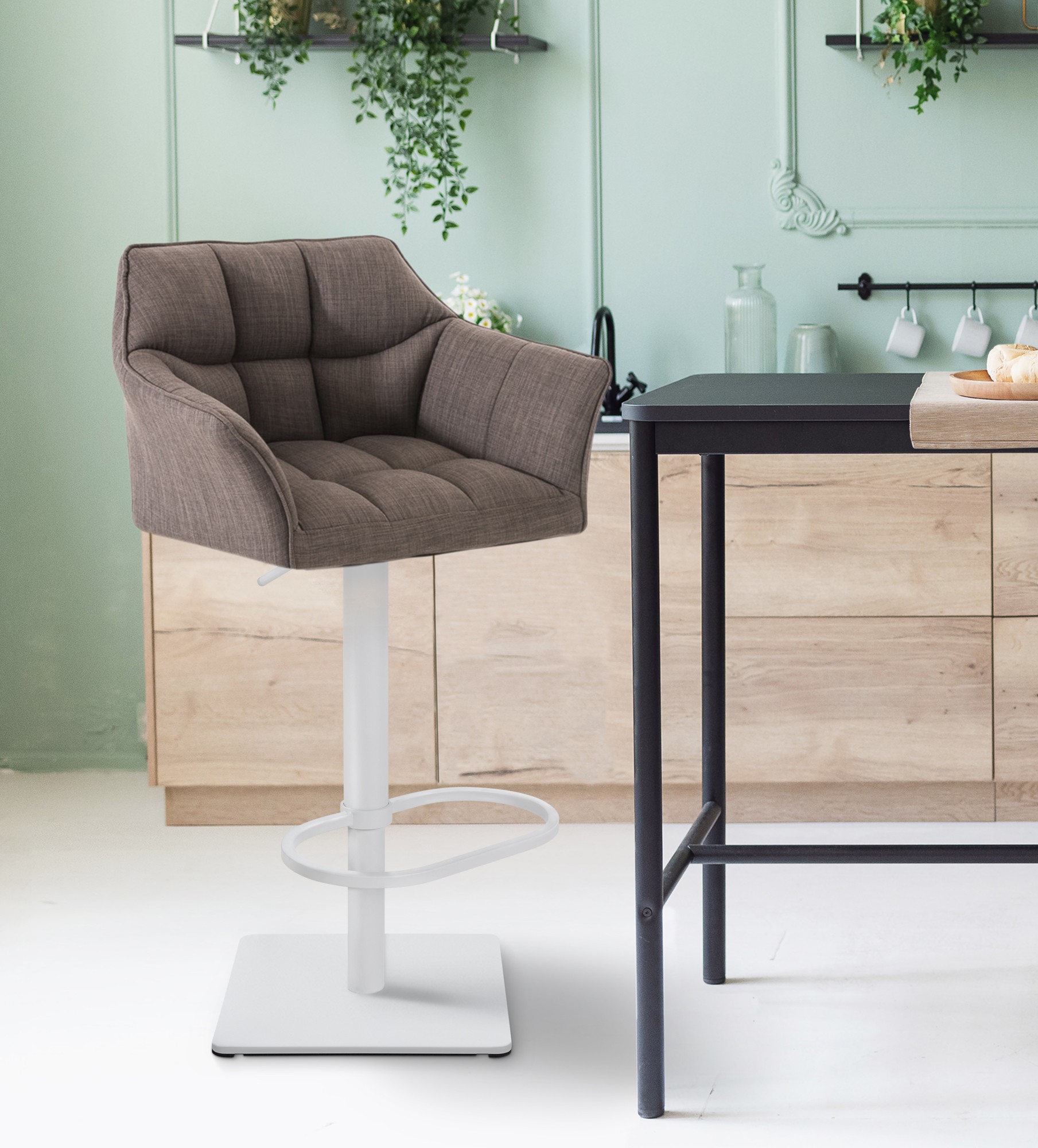 Tabouret de bar Damaso avec revetement en tissu
