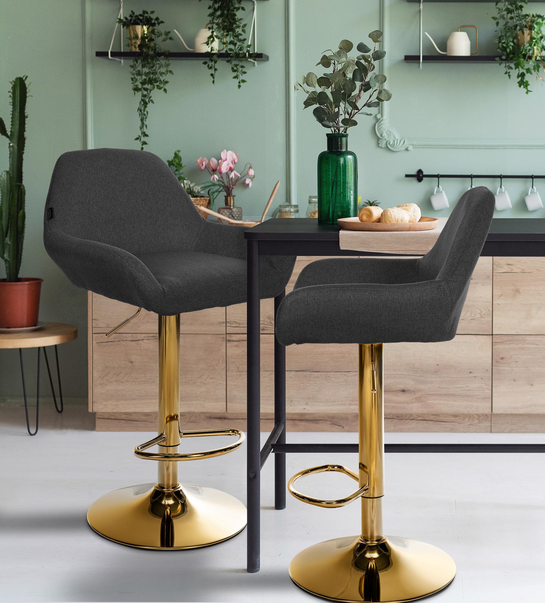 Lot de 2 tabourets de bar Braga Gold tissu