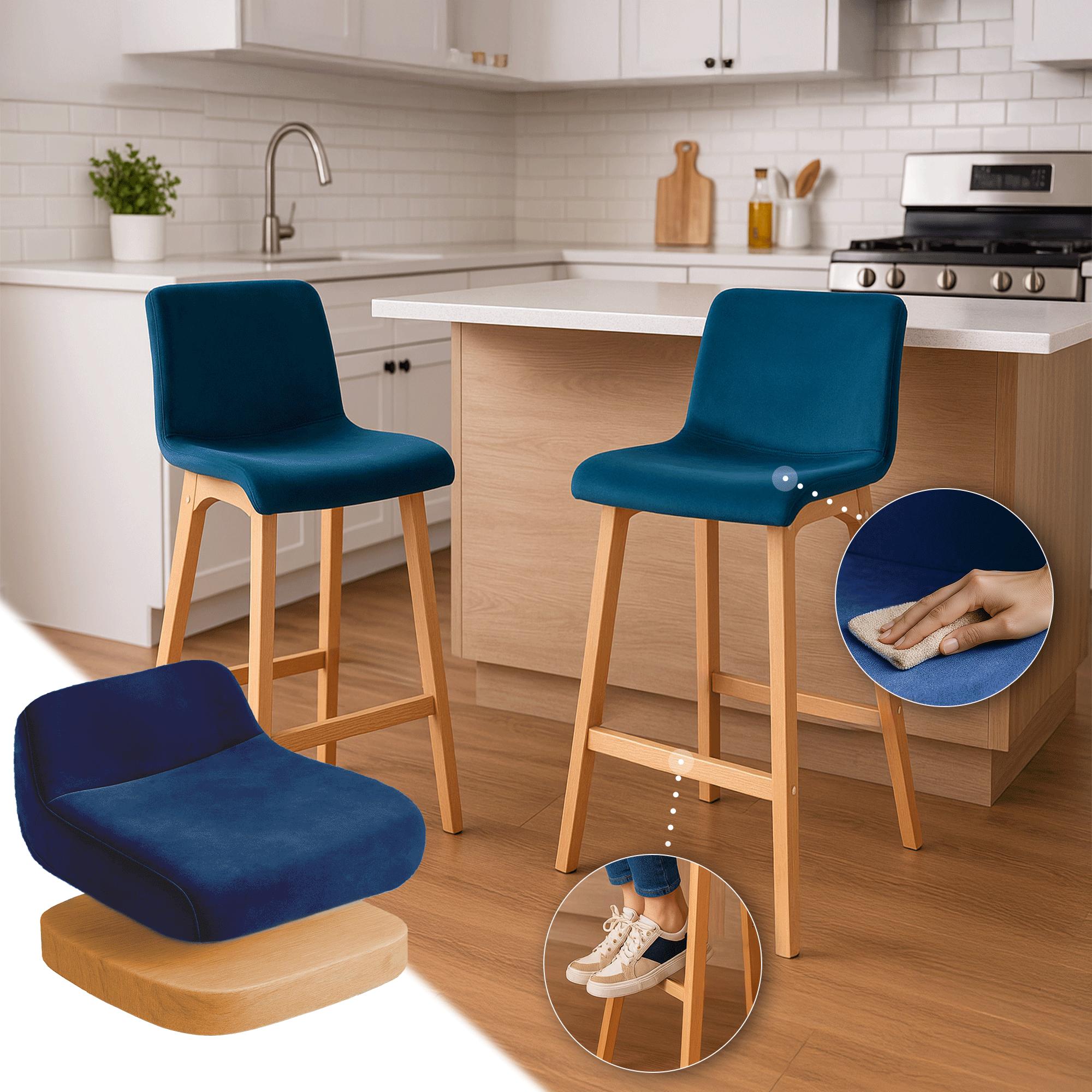 Tabouret de bar Hover velours piètement 4 pieds Natura