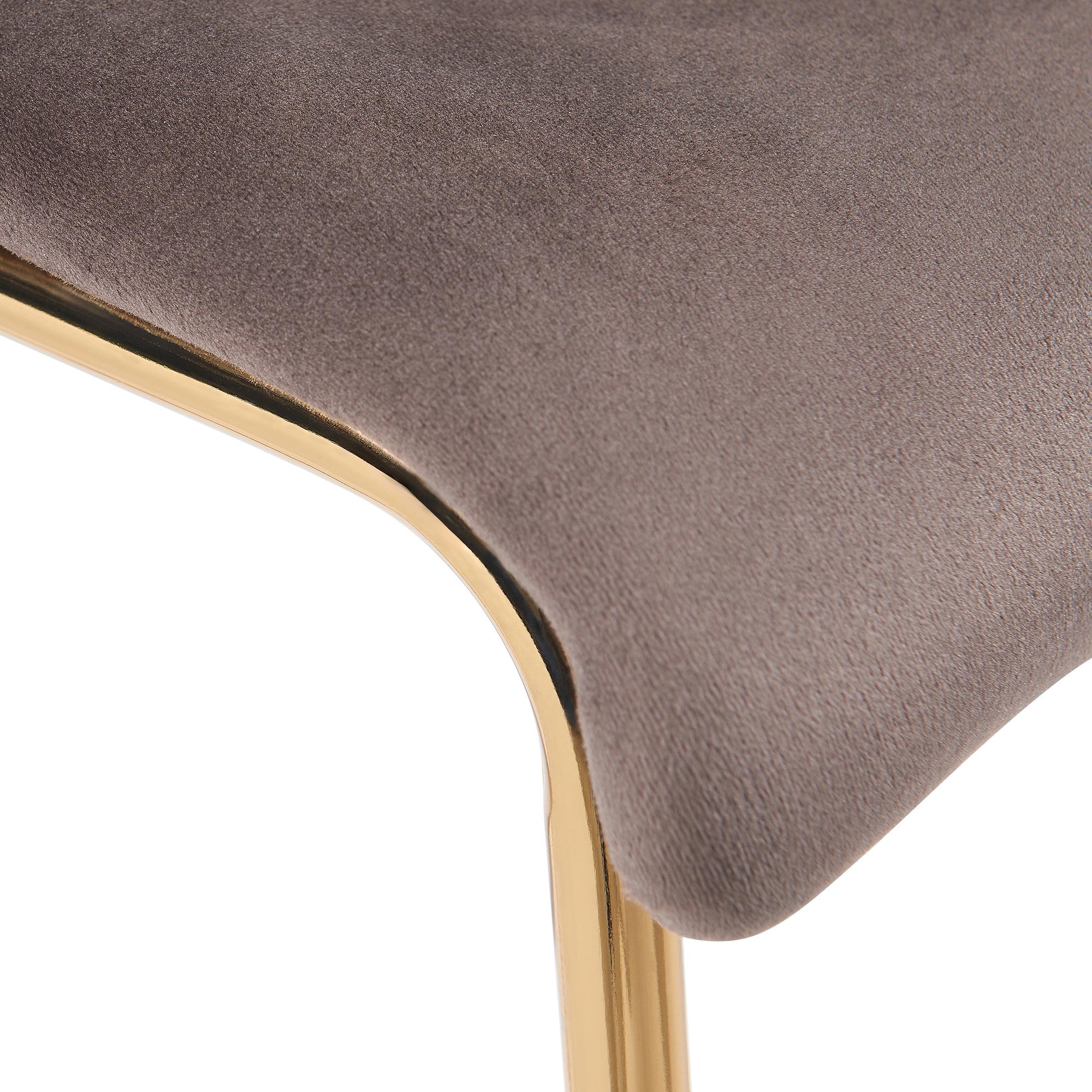 Tabouret de bar Hoover velours piètement 4 pieds or