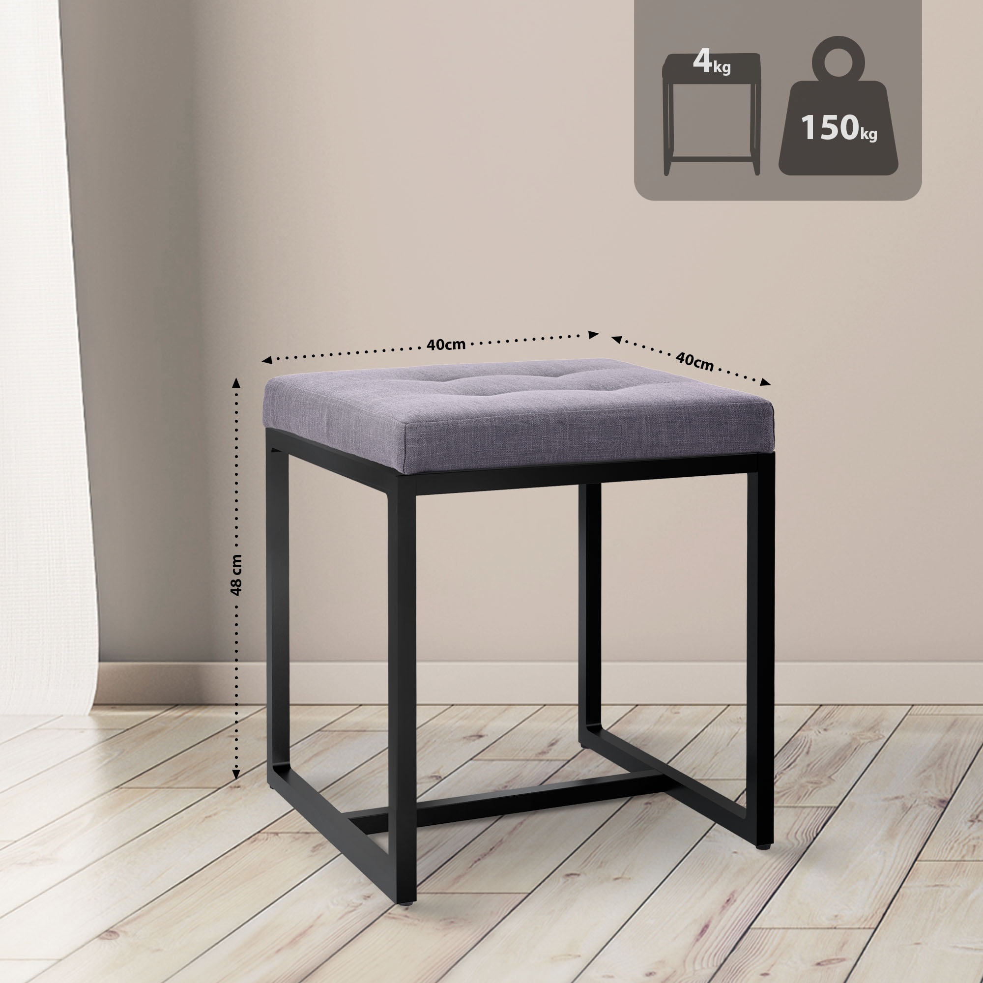 Pouf Barci avec structure noire
