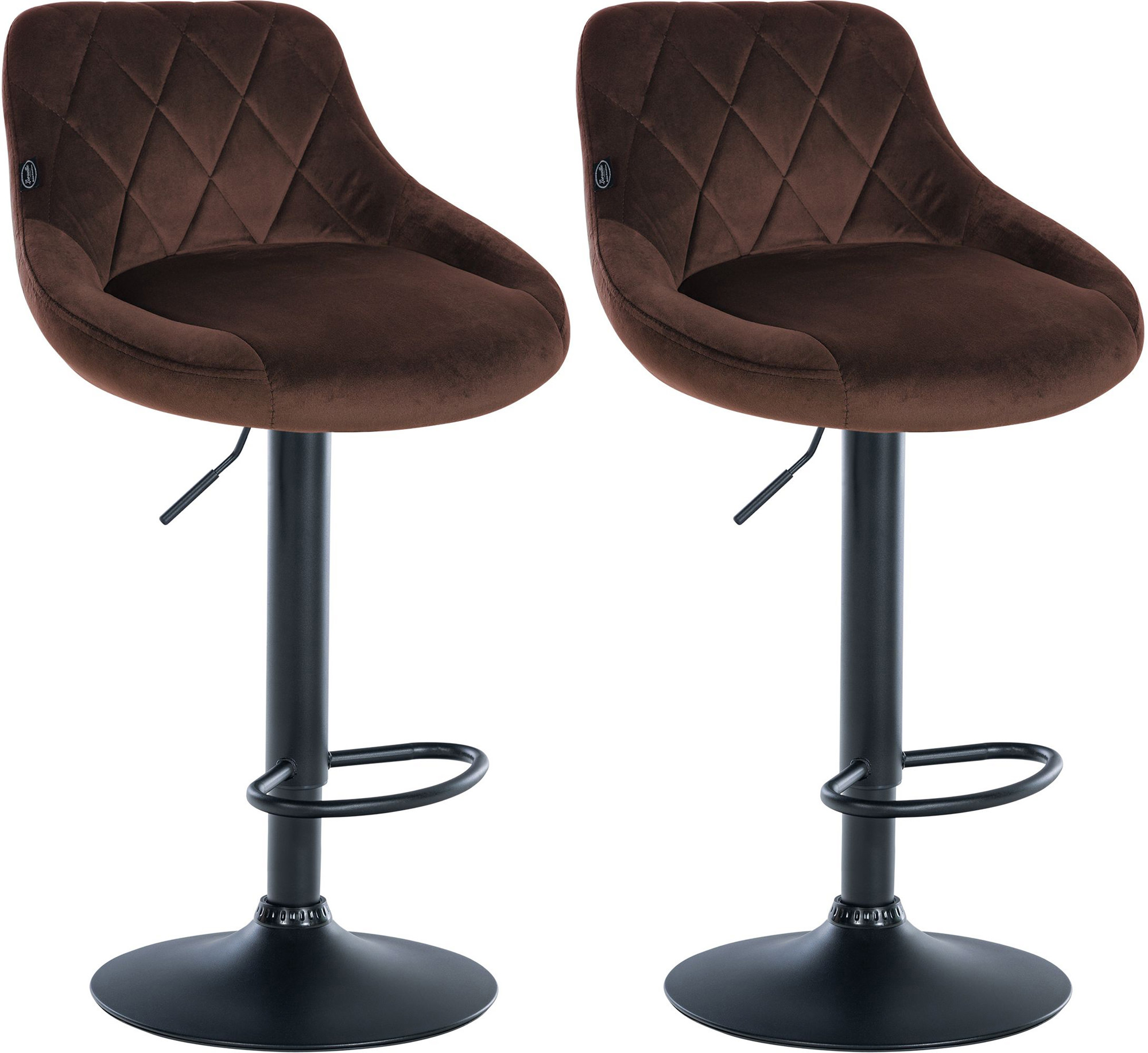 Lot de 2 tabourets de bar Lazio velours