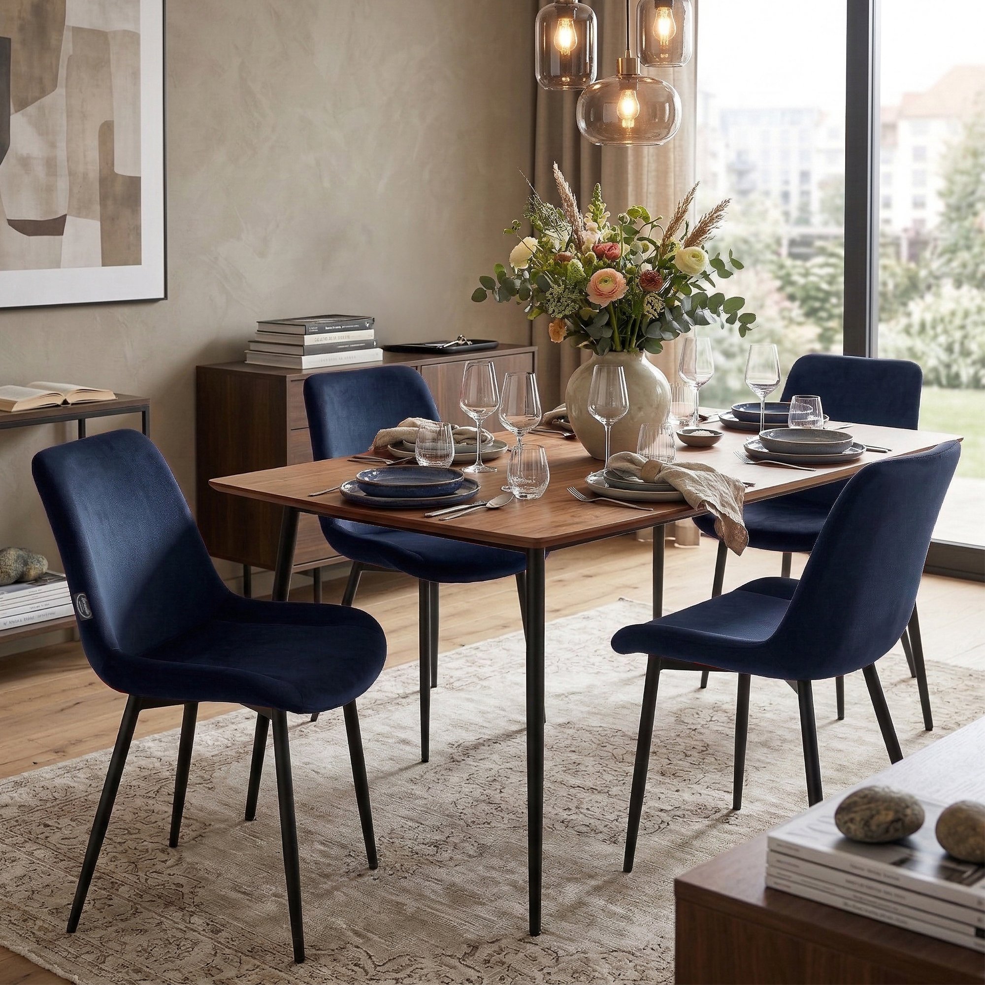 Lot de 2 Chaises de salle a manger Victoria en velours