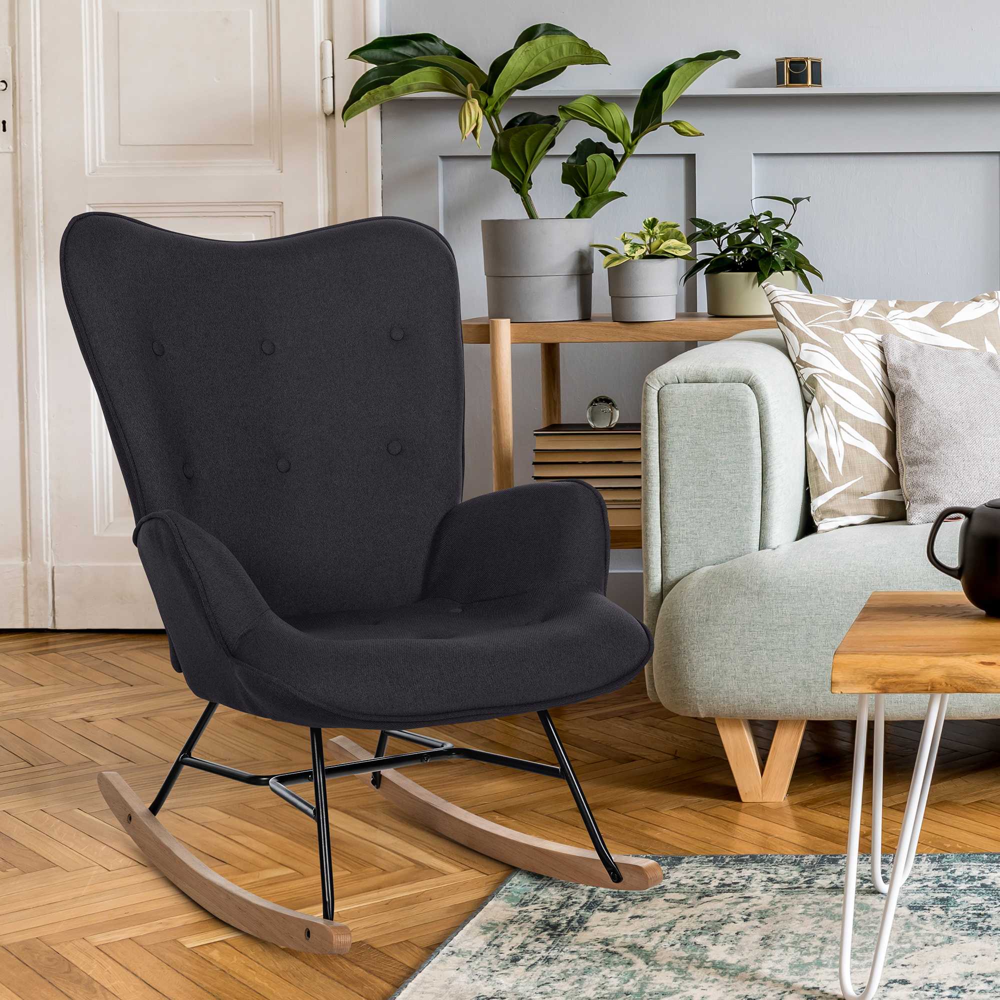 Fauteuil à bascule Sanka en tissu