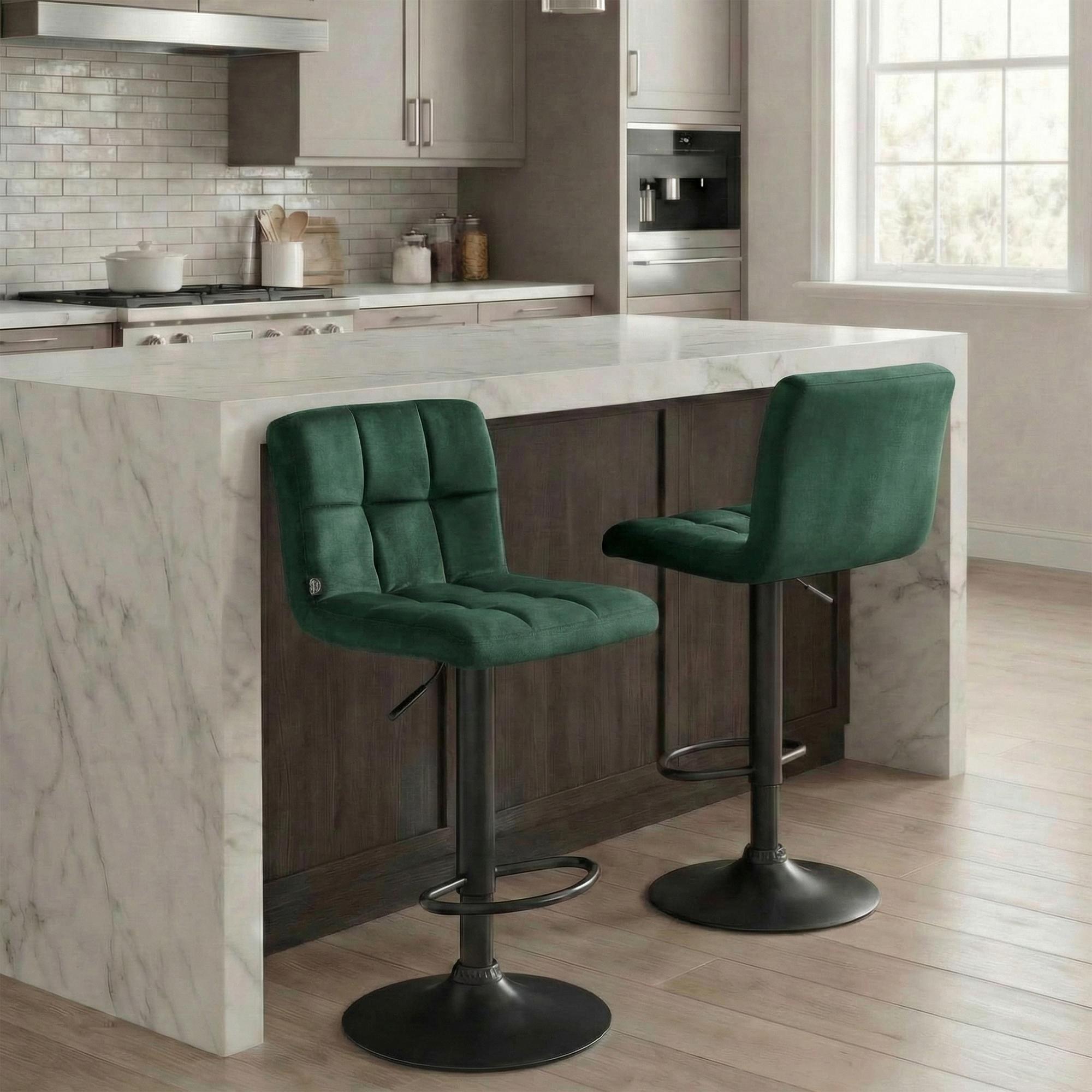 Lot de 2 tabourets de bar Peru velours