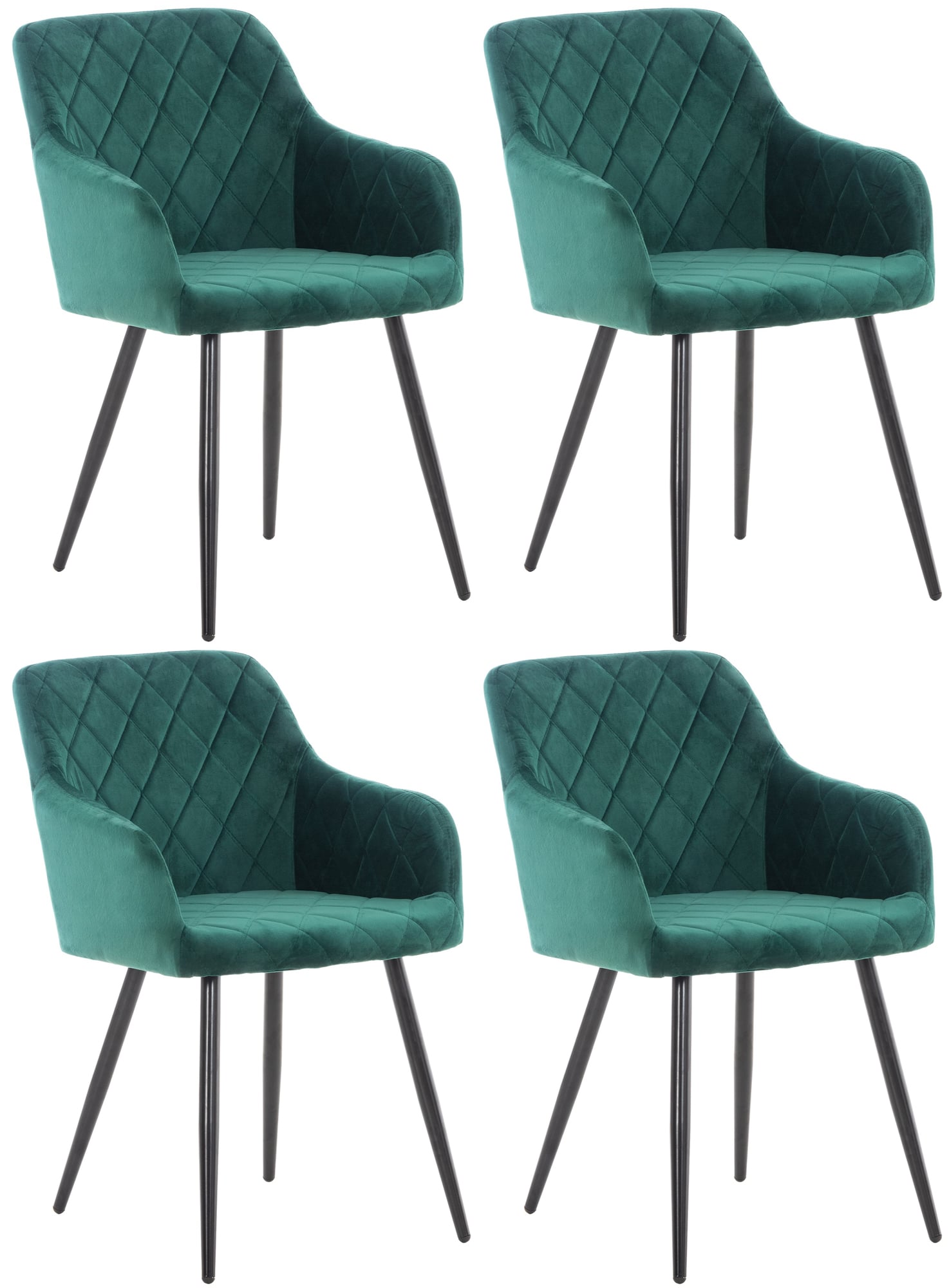 Lot de 4 chaises de salle à manger Shila avec Piètement en Métal noir