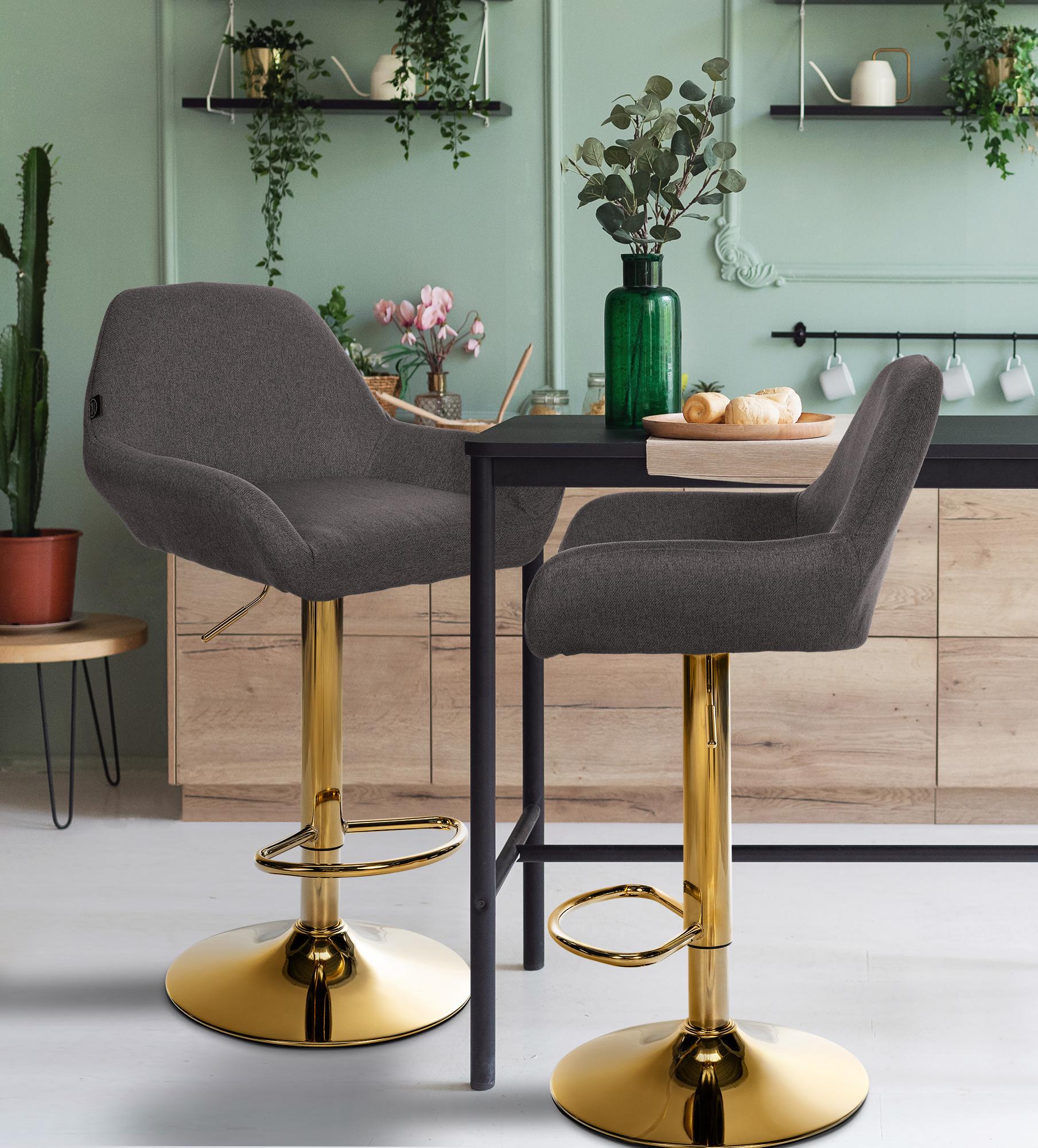 Lot de 2 tabourets de bar Braga Gold tissu
