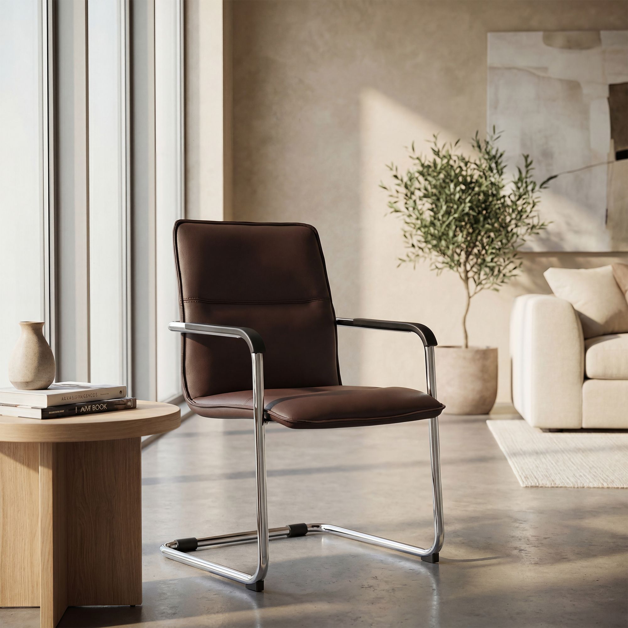 Lot de 2 chaises cantilever Seattle en similicuir