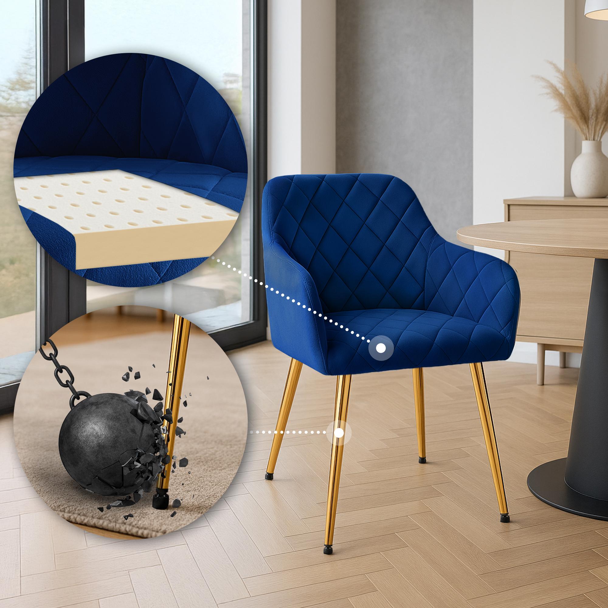Lot de 2 chaises de salle à manger Monett velours