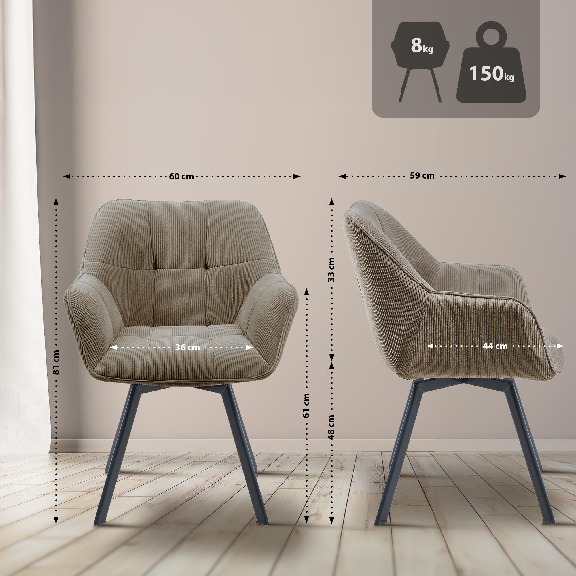 Chaise de salle à manger Jordi Cord