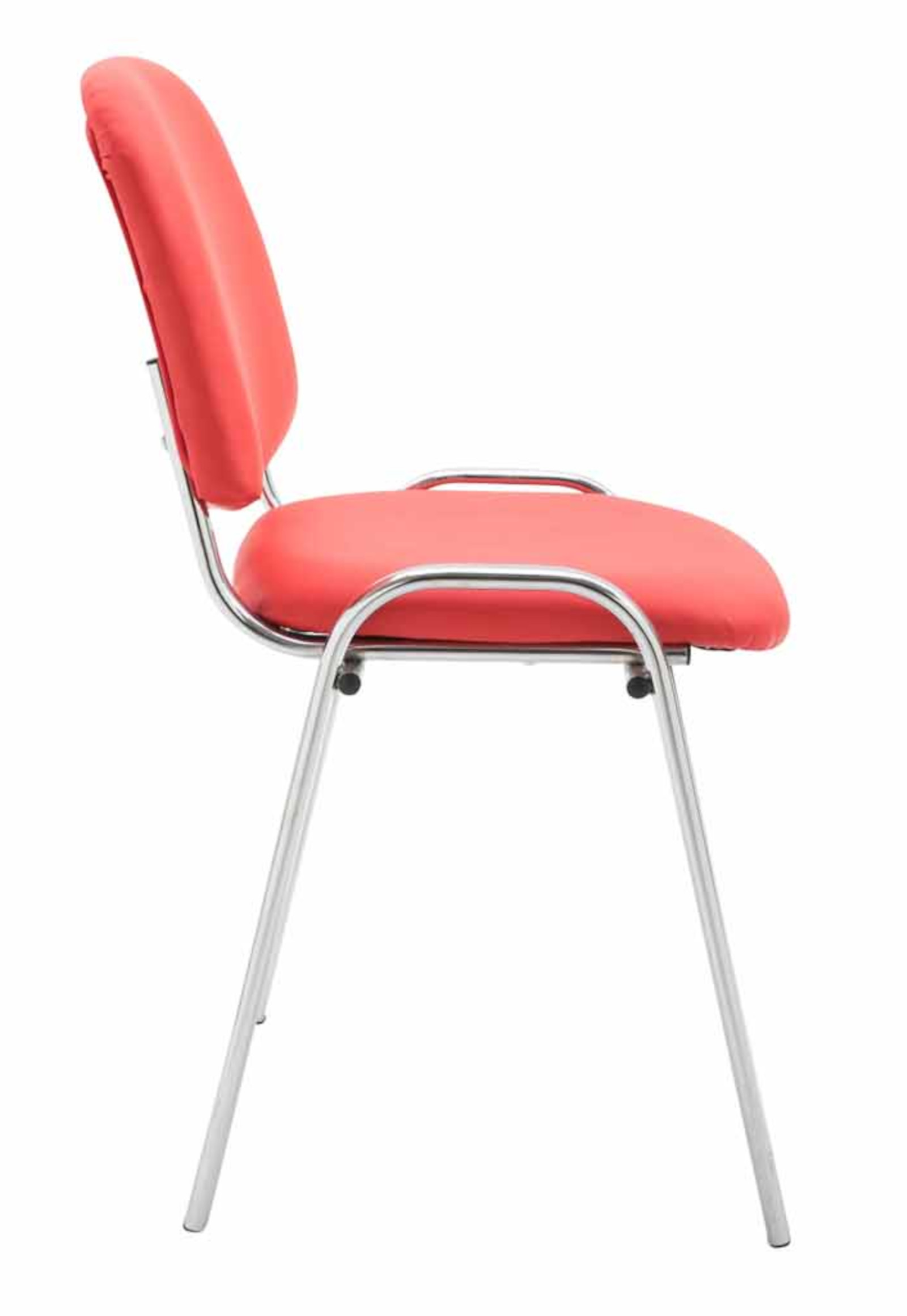 Lot de 4 Chaises de visiteur Ken en similicuir et pieds en métal chromé