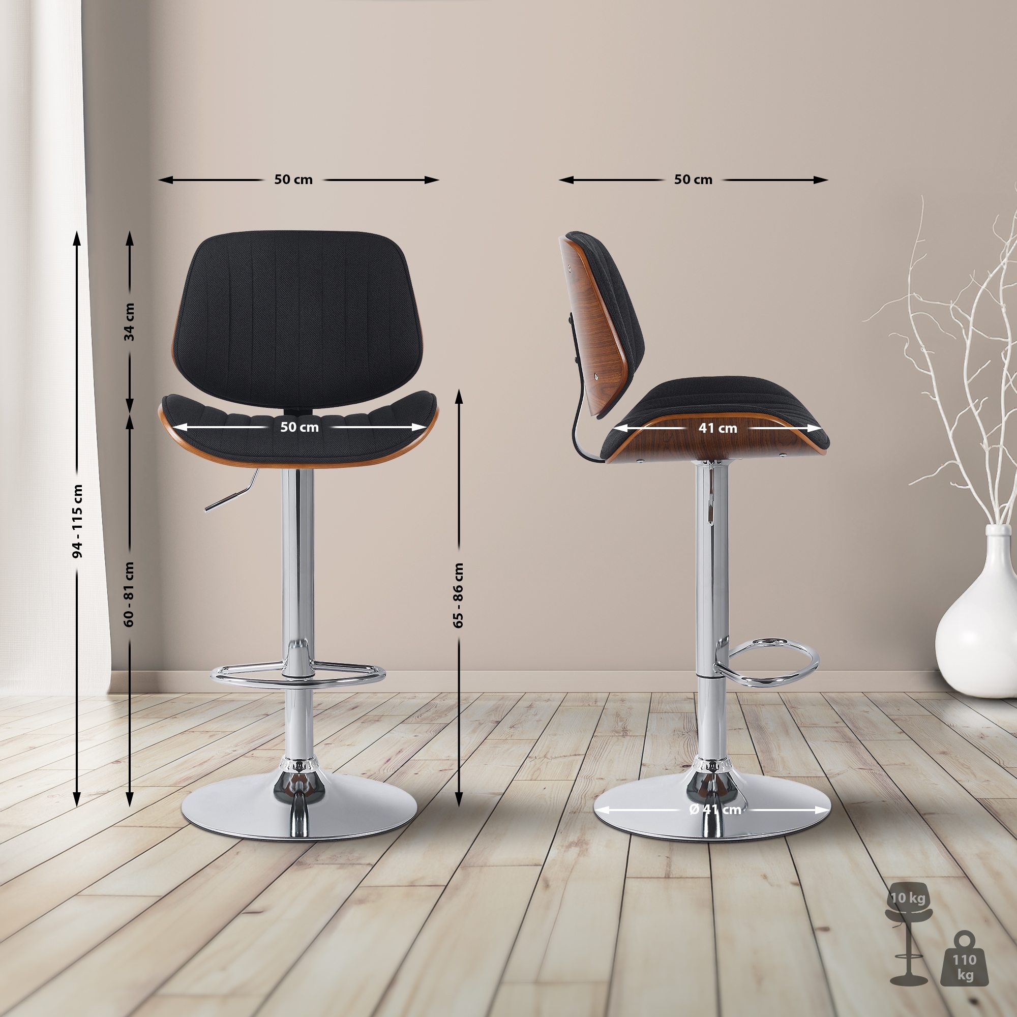 Tabouret de bar Clawson Tissu