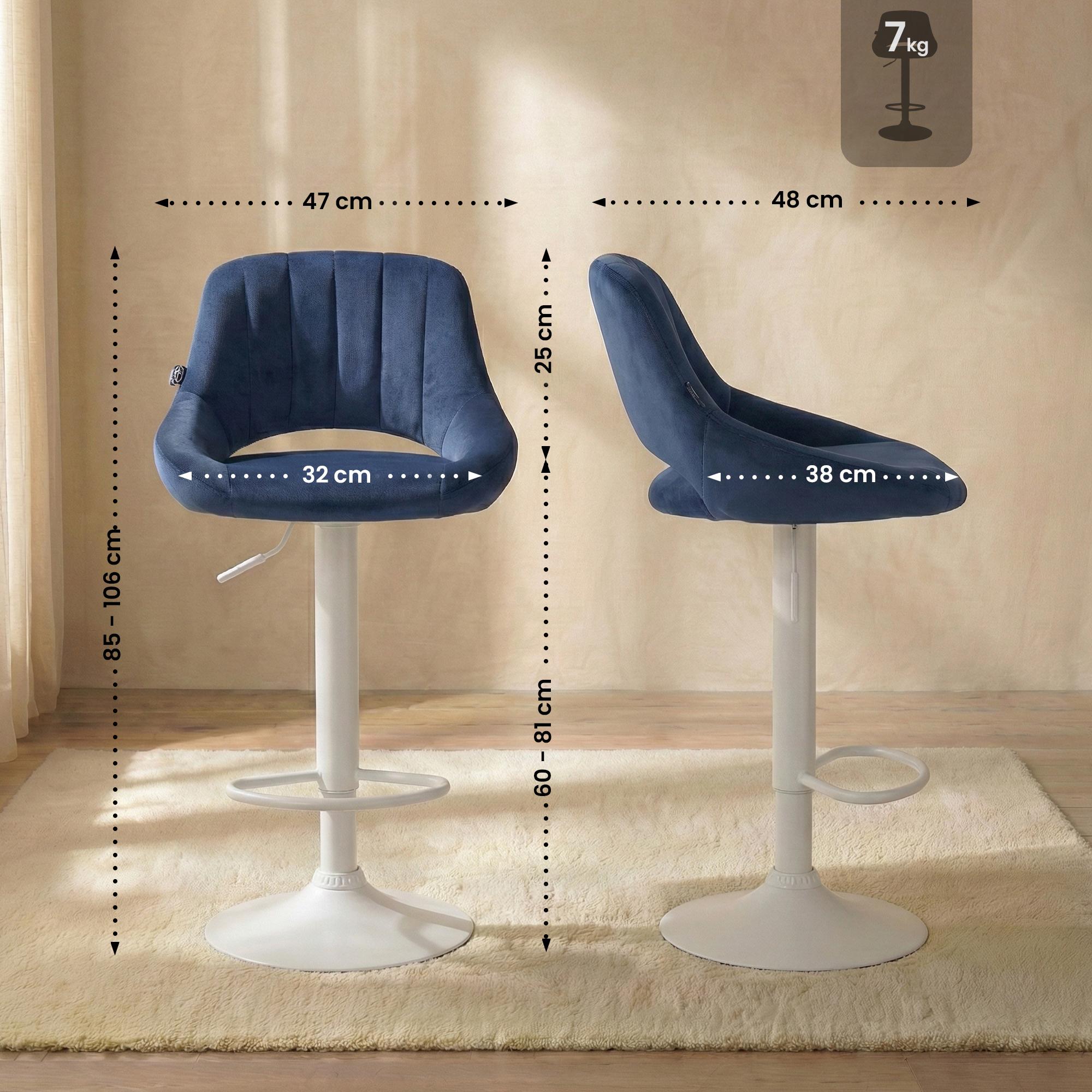 Lot de 2 tabourets de bar Milet en velours