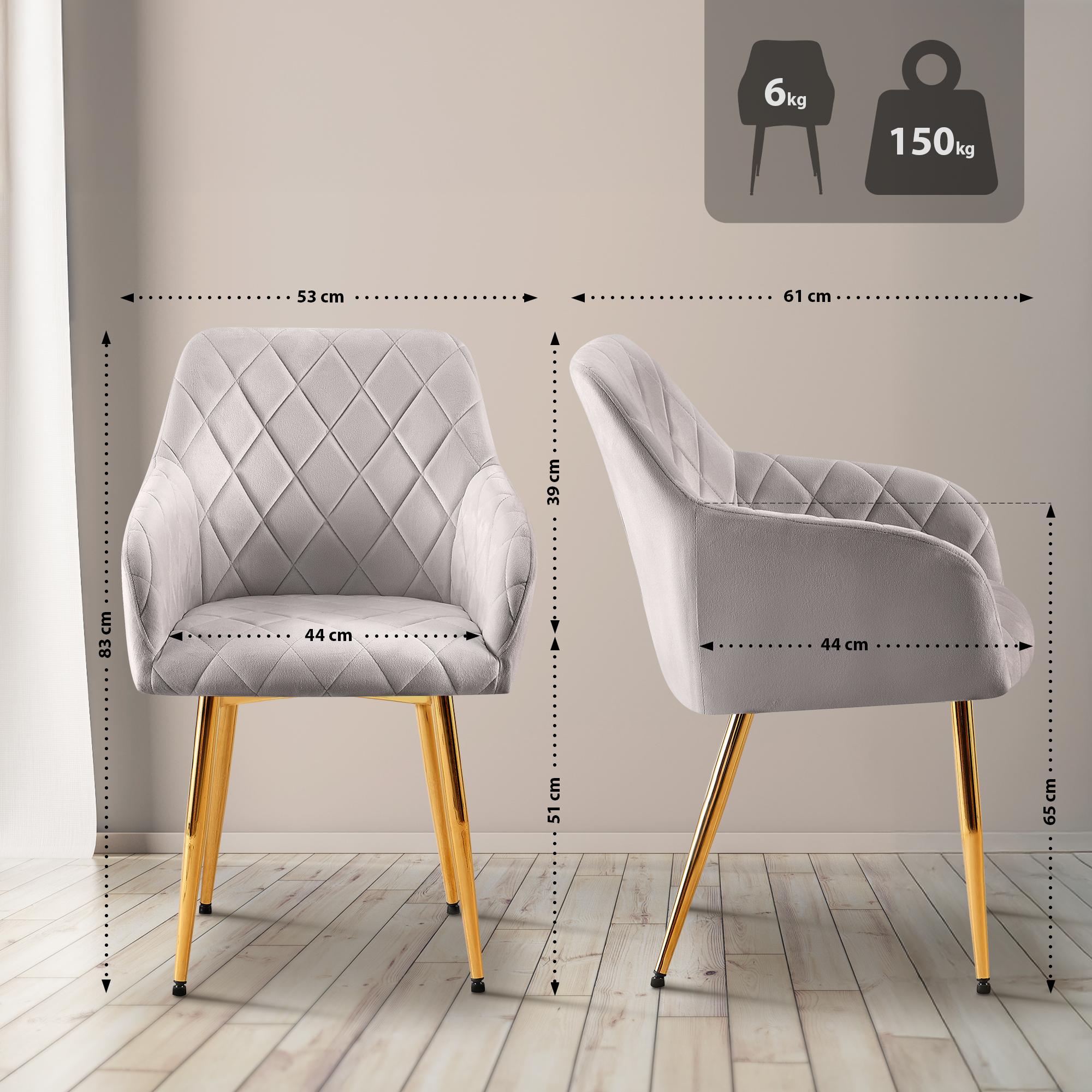 Lot de 2 chaises de salle à manger Monett velours