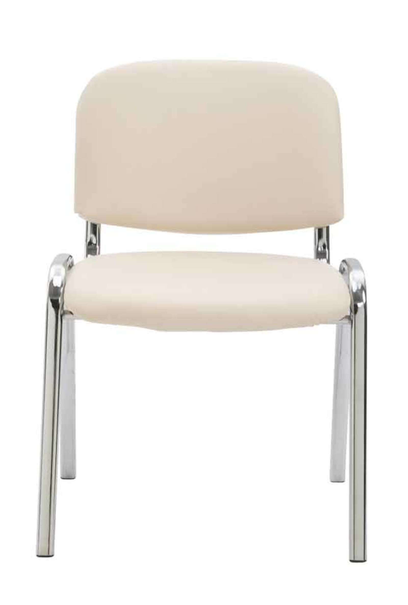 Lot de 4 Chaises de visiteur Ken en similicuir et pieds en métal chromé