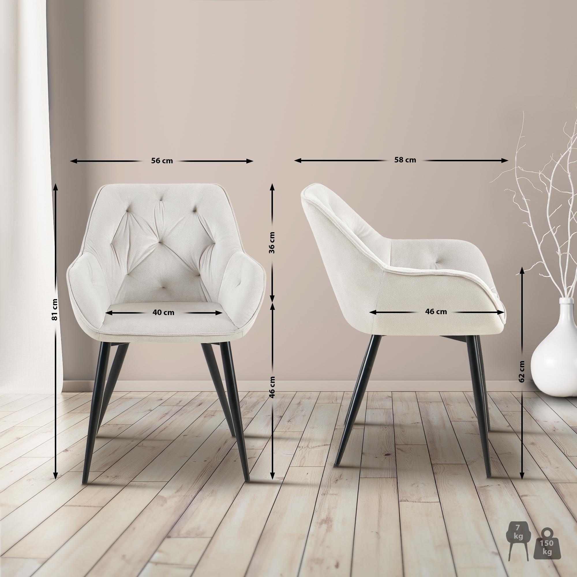 Chaise de salle à manger Cassis revêtement en velours