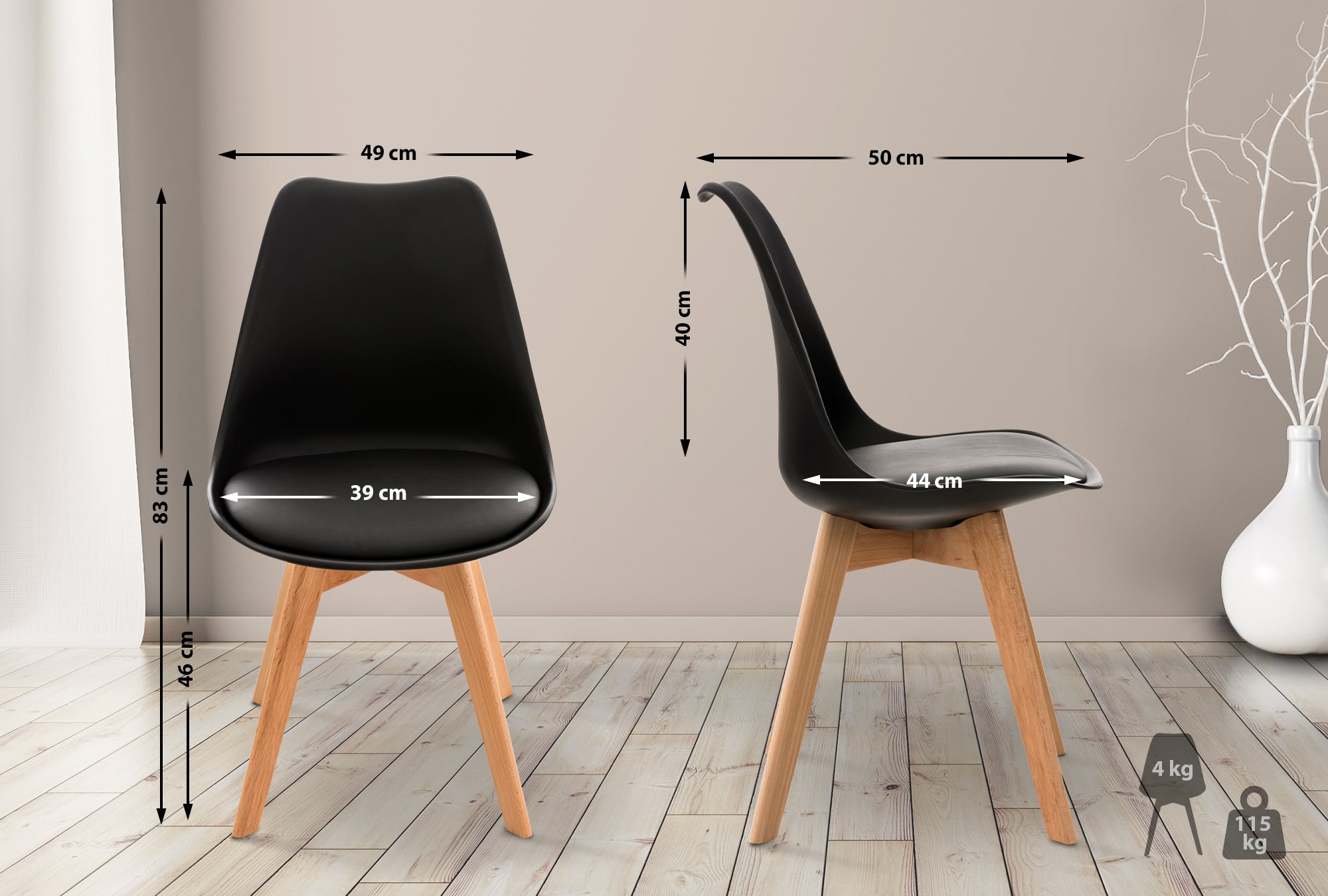 Lot de 4 chaises de salle à manger Linares