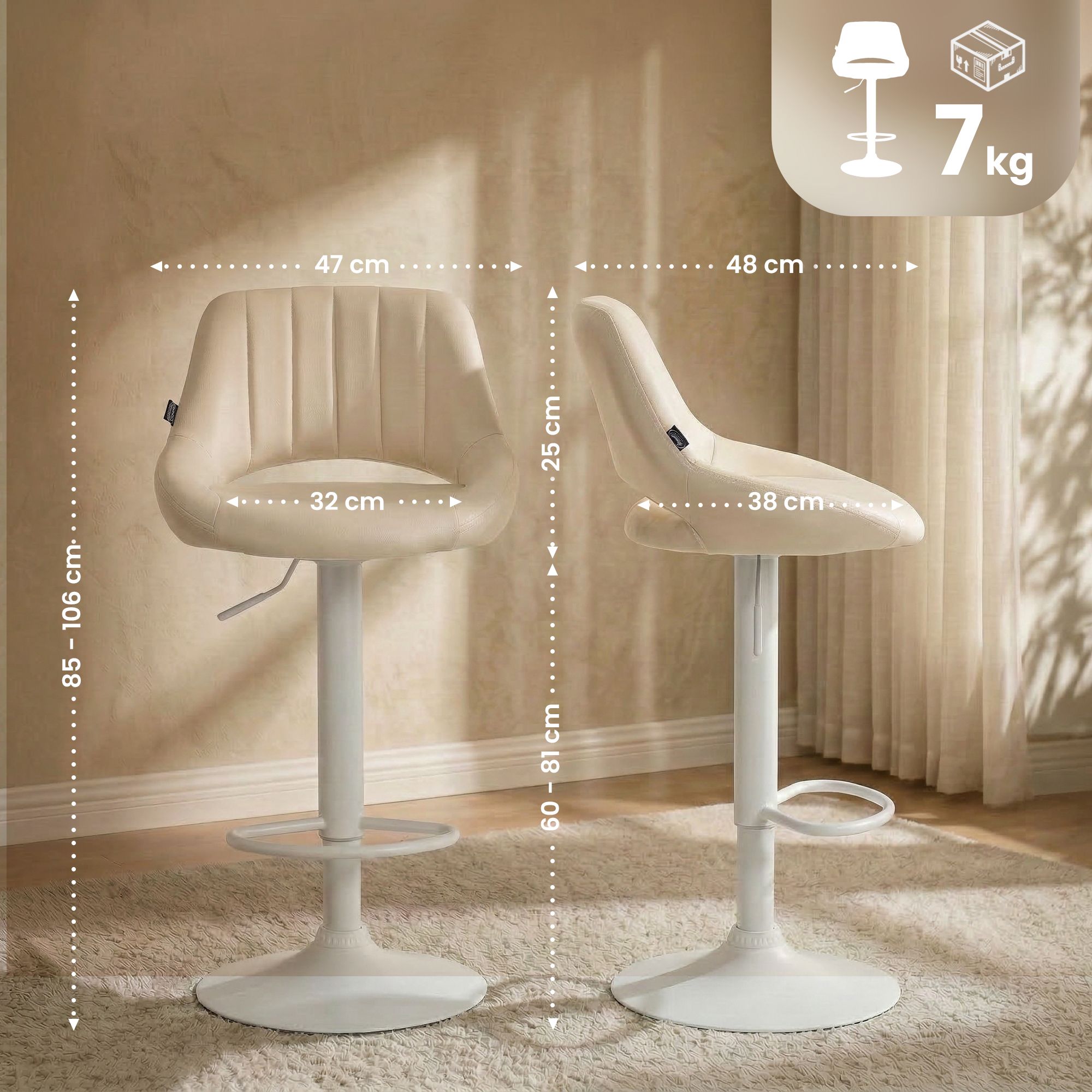 Lot de 2 tabourets de bar Milet en similicuir