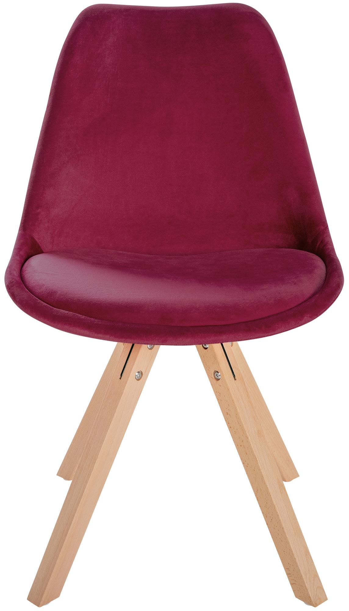 Lot de 4 chaises de salle à manger Sofia en velours Pieds en bois