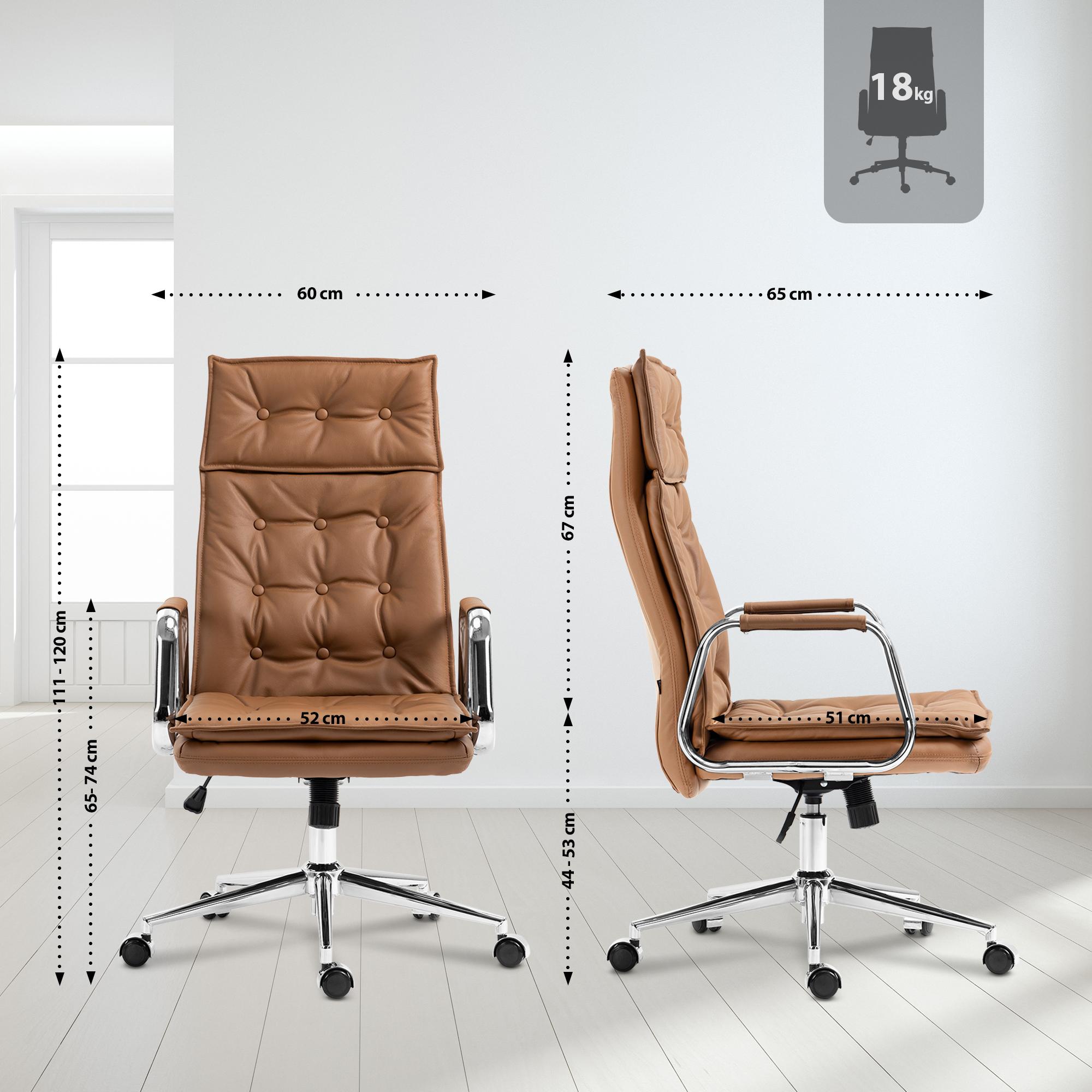 Chaise de bureau Sotira en cuir véritable