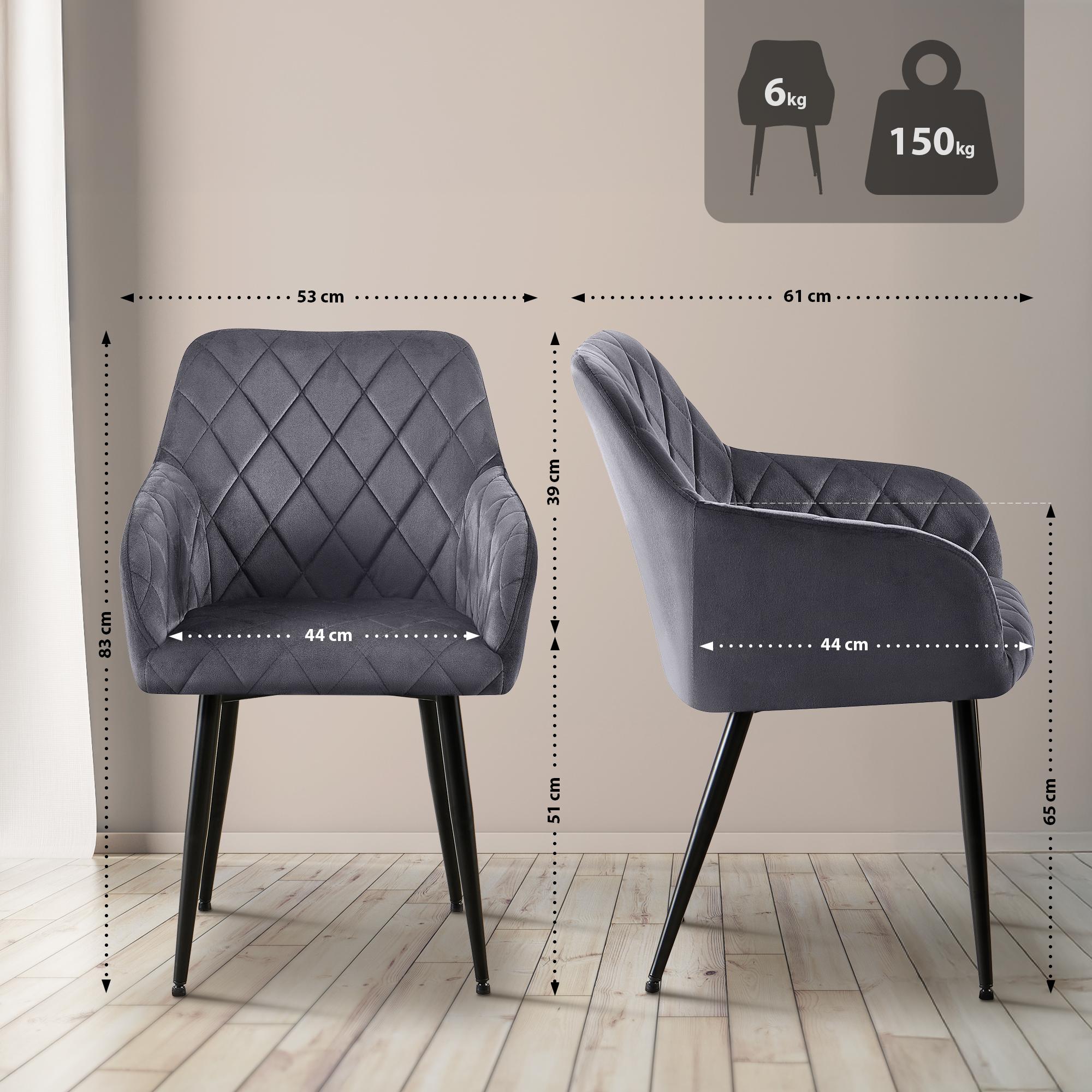 Lot de 2 chaises de salle à manger Monett velours