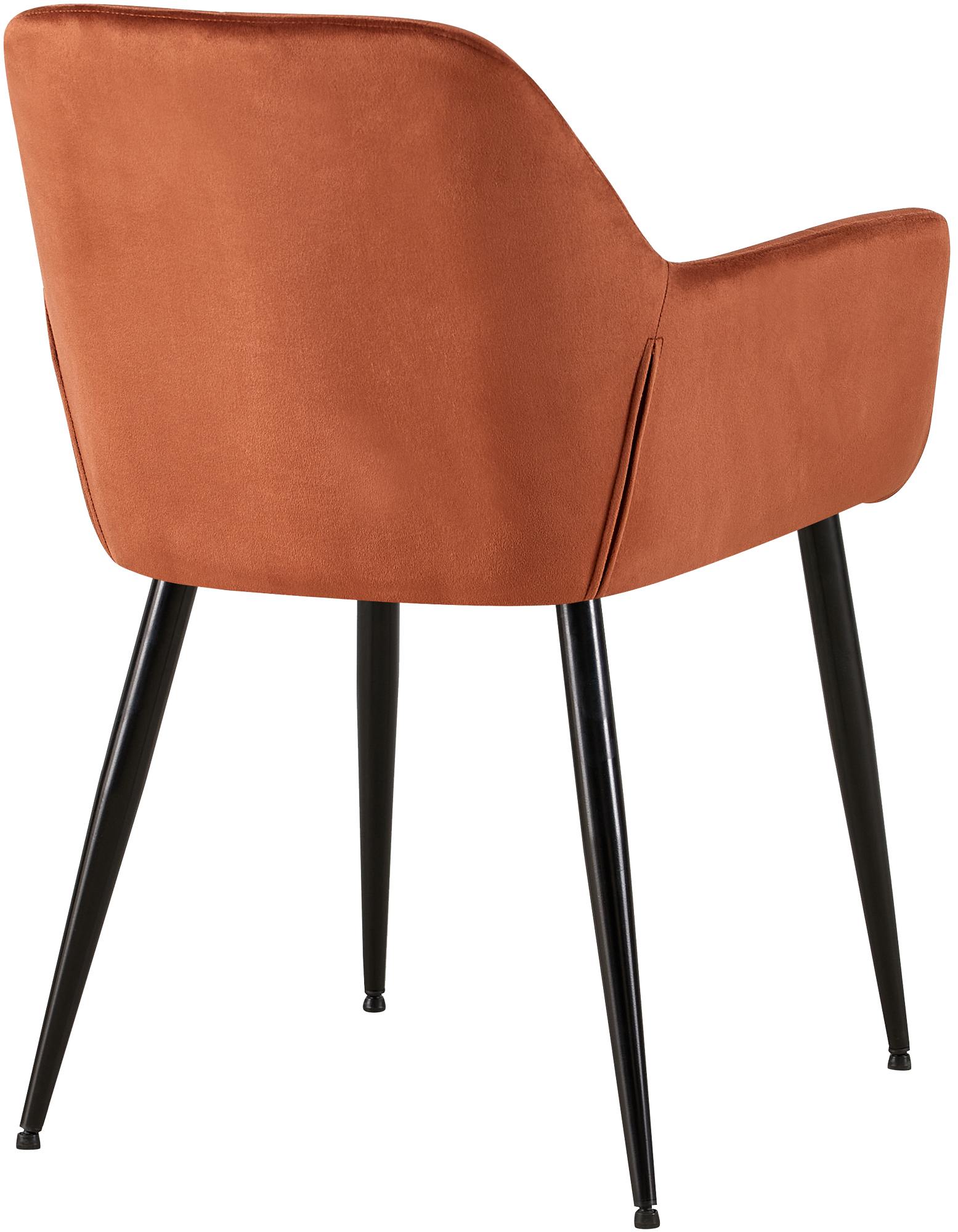 Lot de 4 Chaises de salle à manger Emia en Velours avec Piètement en Métal noir