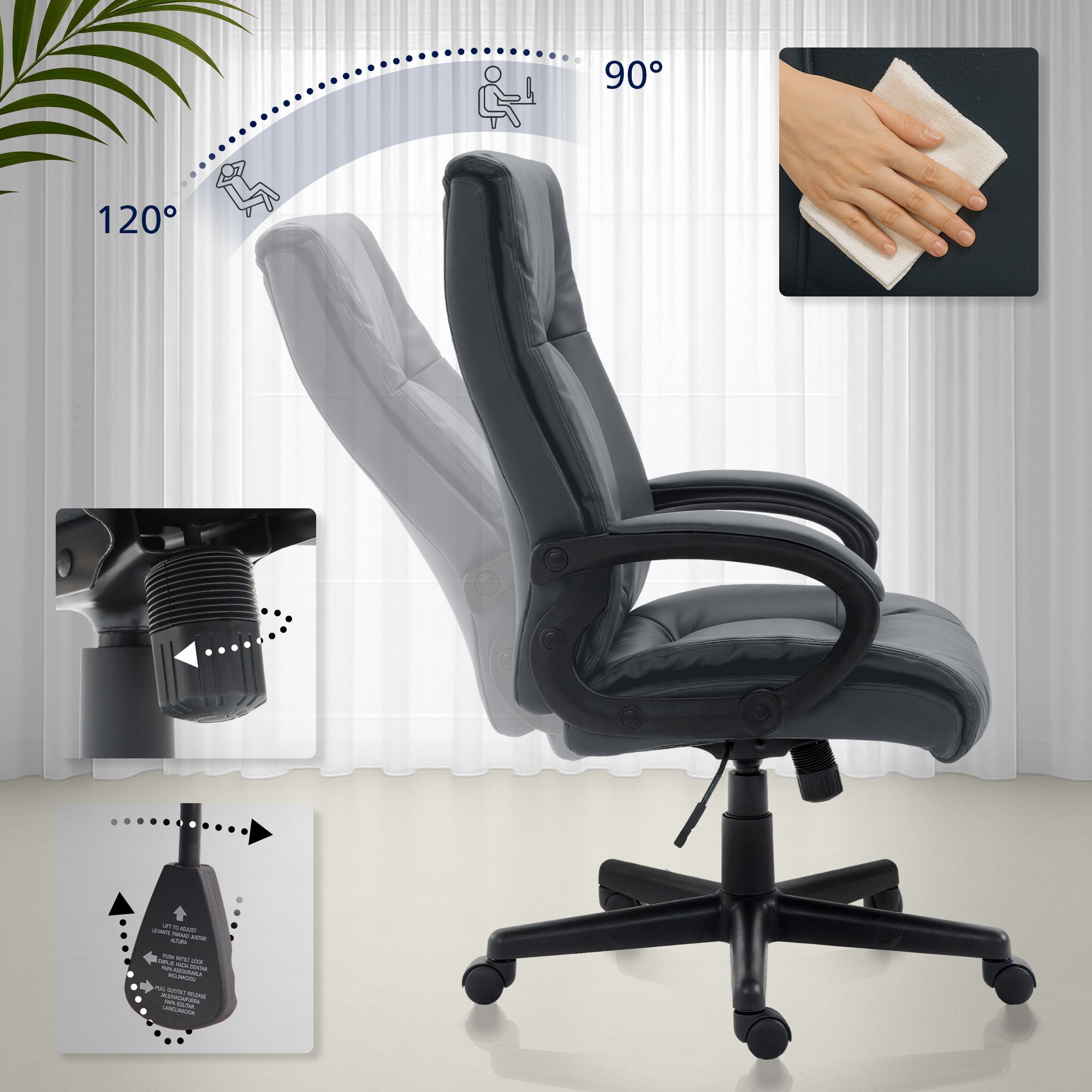 Chaise de bureau XL Sparta similicuir