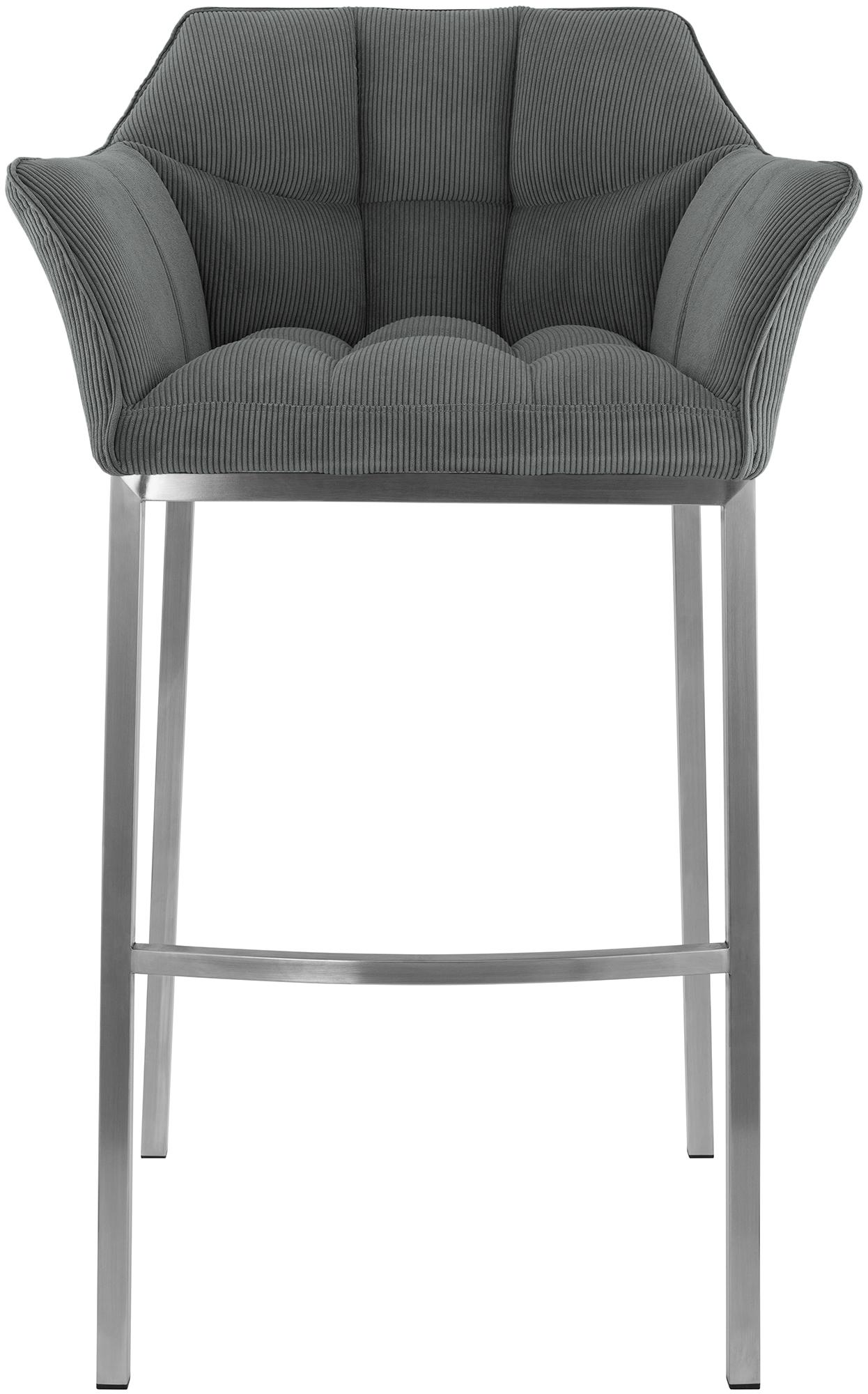 Tabouret de Bar Damaso en Velours Côtelé avec Piétement à Quatre Pieds