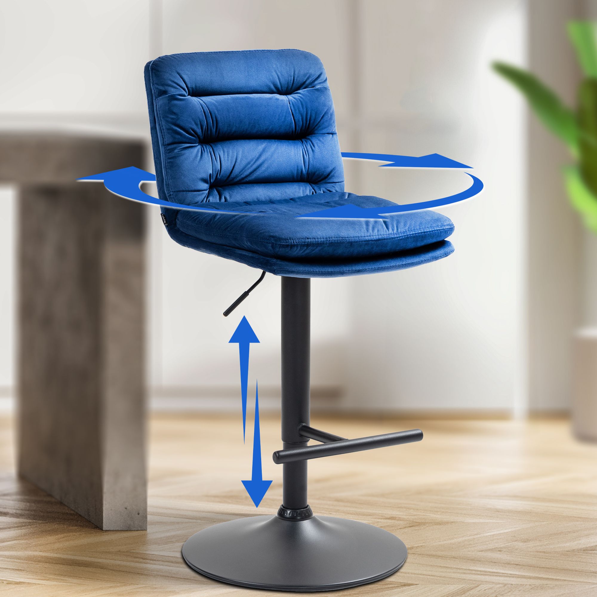 Tabouret de bar Damar velours