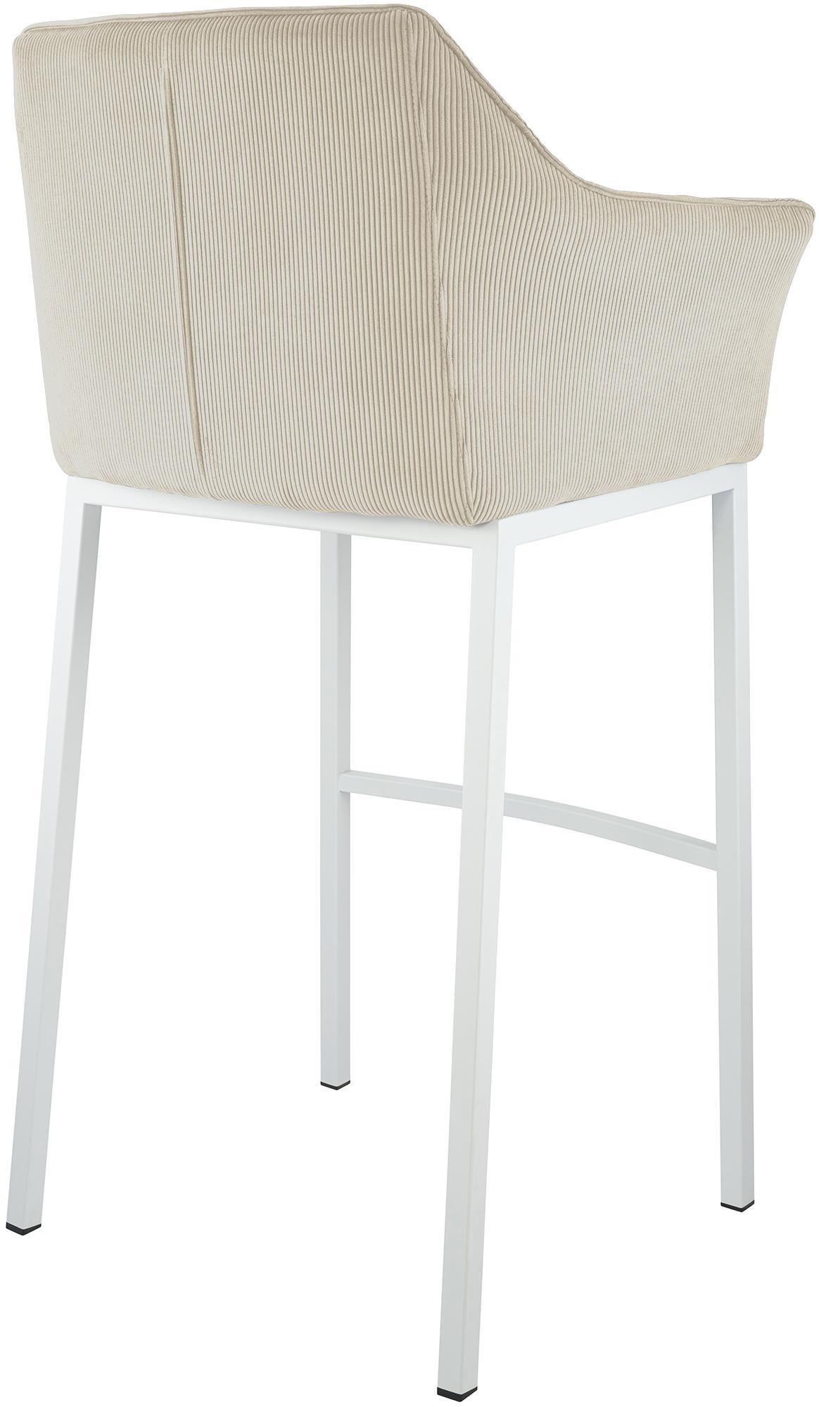 Tabouret de Bar Damaso en Velours Côtelé avec Piétement à Quatre Pieds