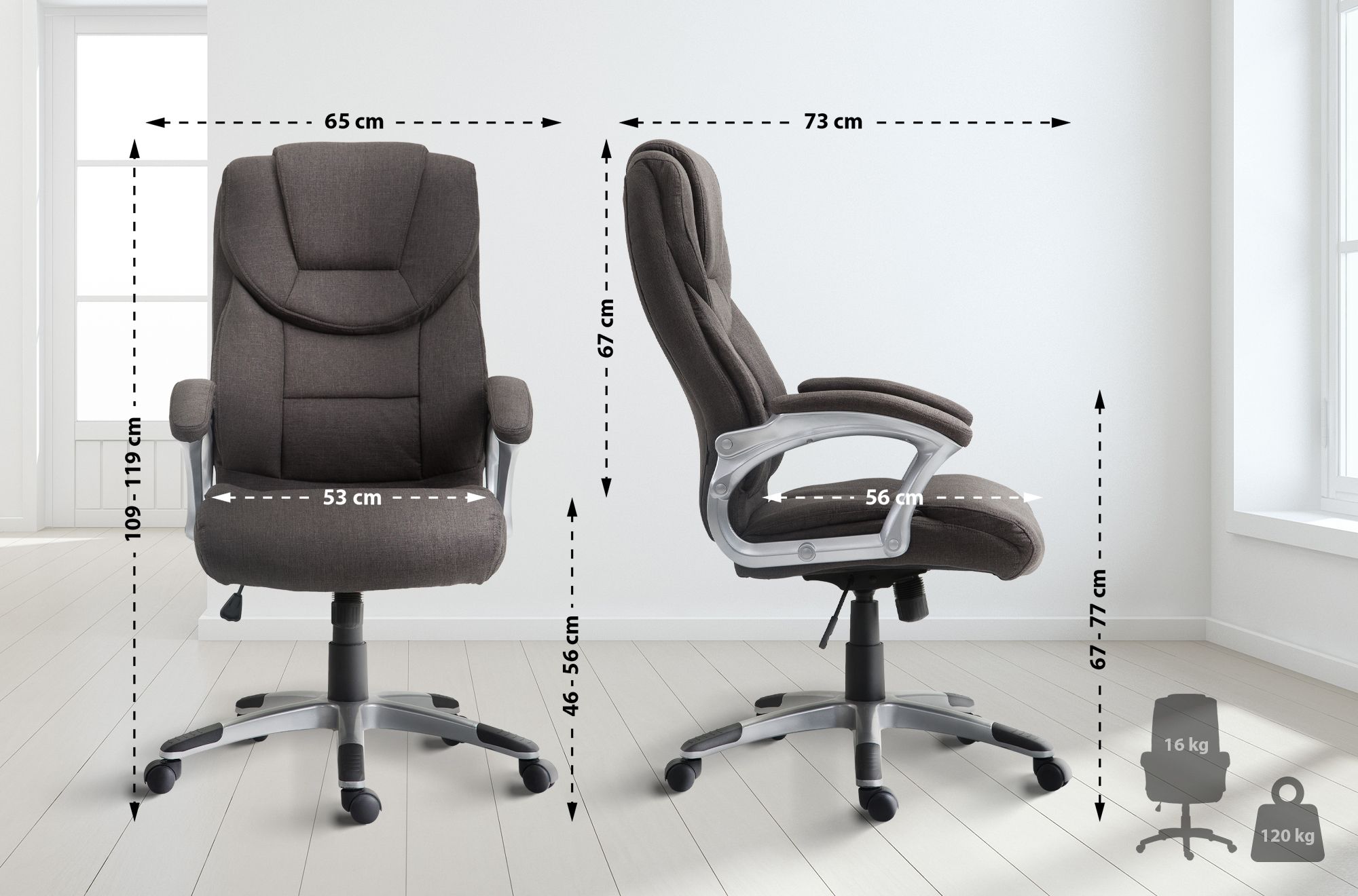 Fauteuil de bureau XL Texas tissu