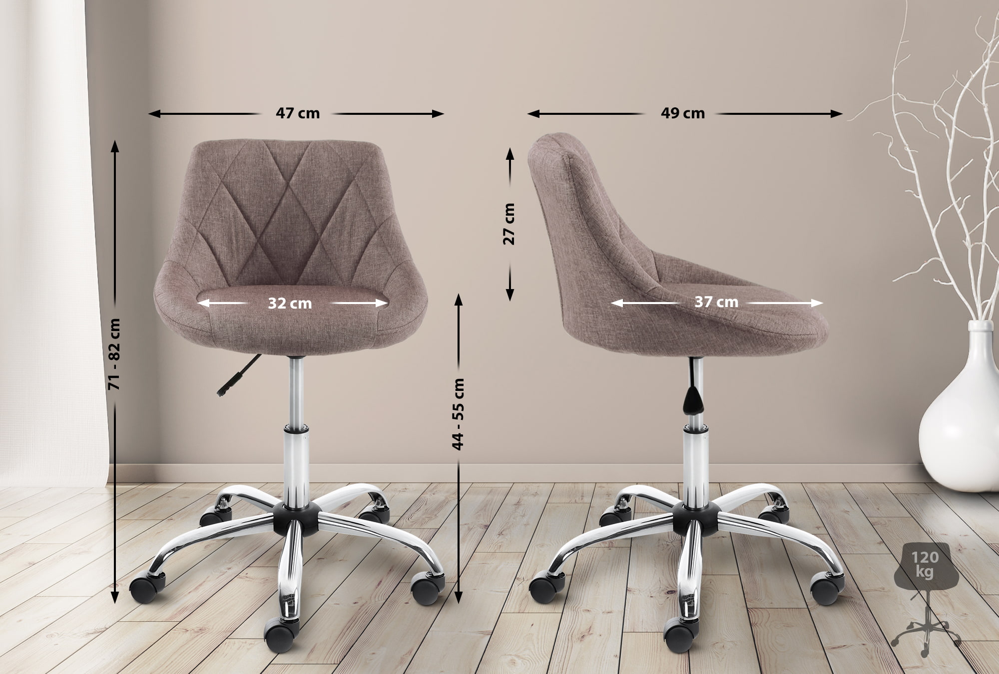 Tabouret de travail Lazio réglable en hauteur et pivotant
